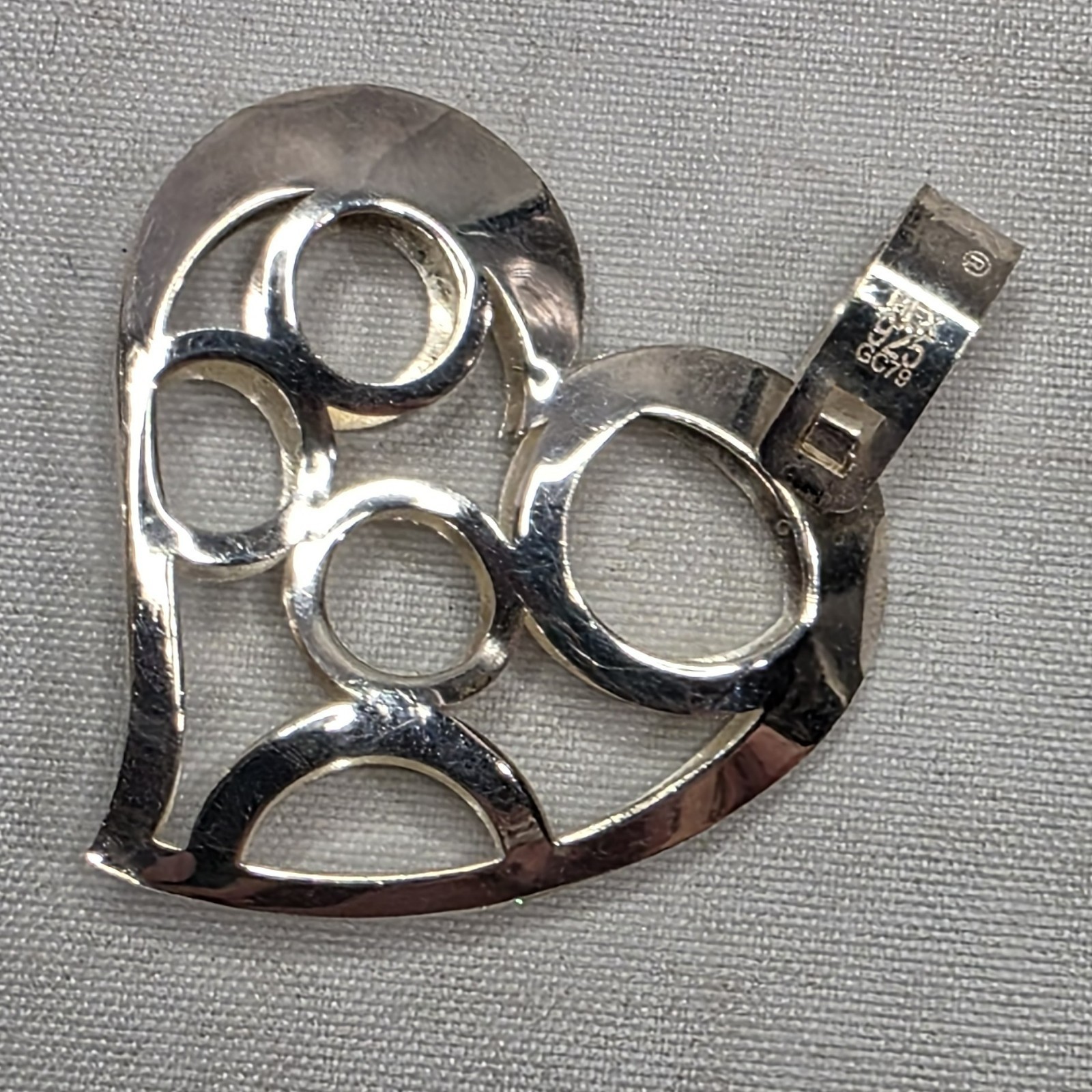 MCK MEX 925 Sterling Silver Heart Pendant Cutout Design GC79 3.84g