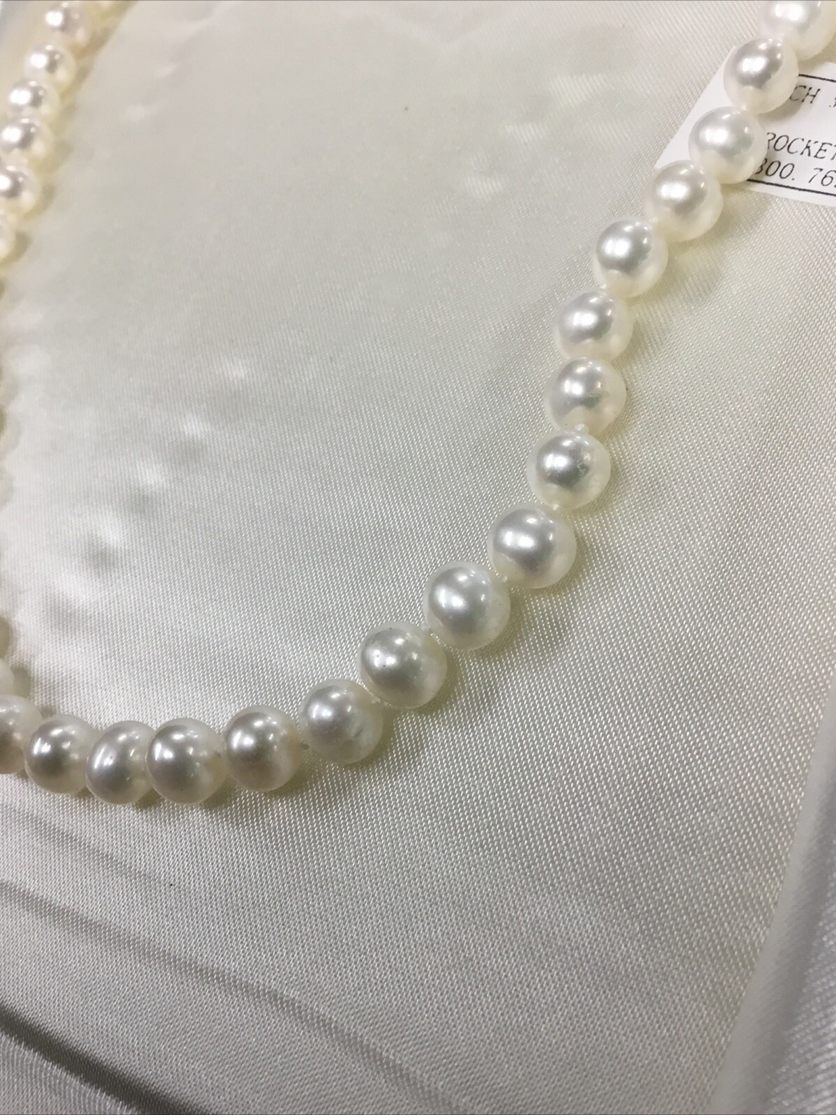 Natural Pearl 14K Gold Fish Hook Clasp Necklace 18” Long 7MM – 8MM