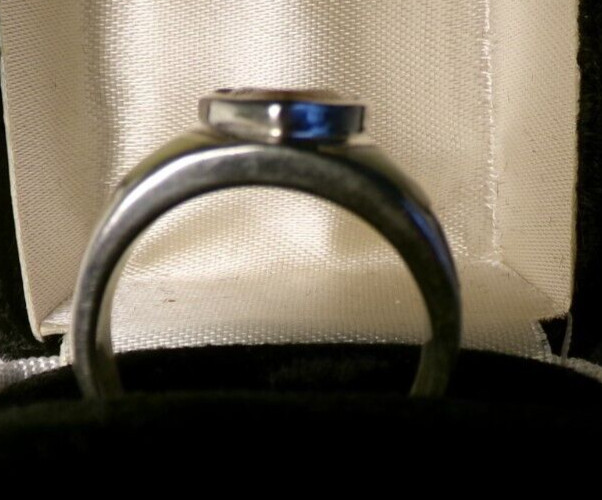 VTG SZ 7 TRILLION CUT TRIANGLE CITRINE STONE STERLING SILVER MOP INLAID RING