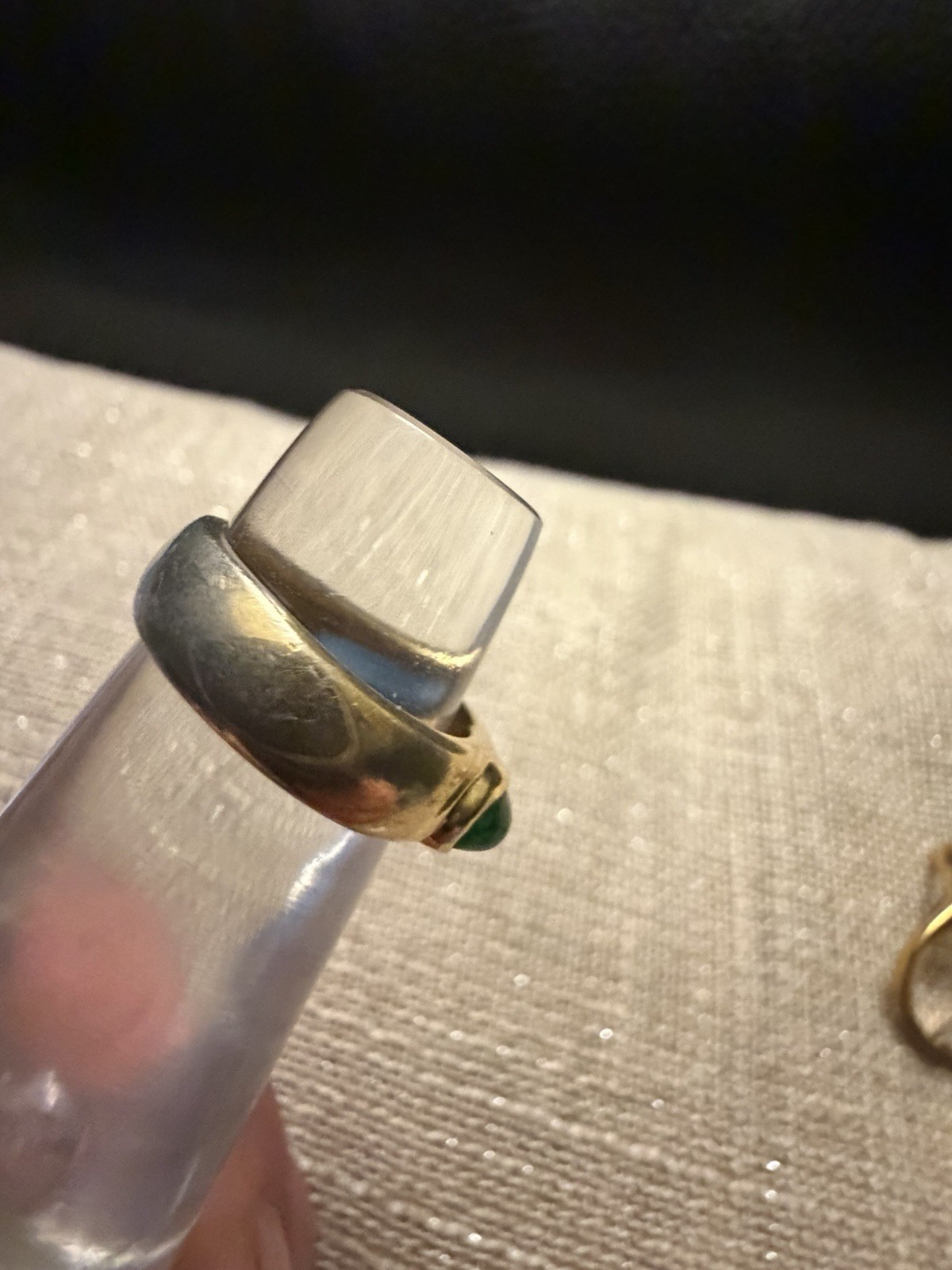VTG 14 kt gold plated cabochon gemstones: a sapphire, a ruby, and an emerald, 6