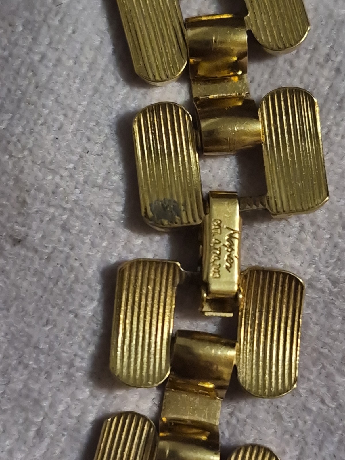 Signed Napier Gold Tone Square Link Chain Necklace Articulated Vintage