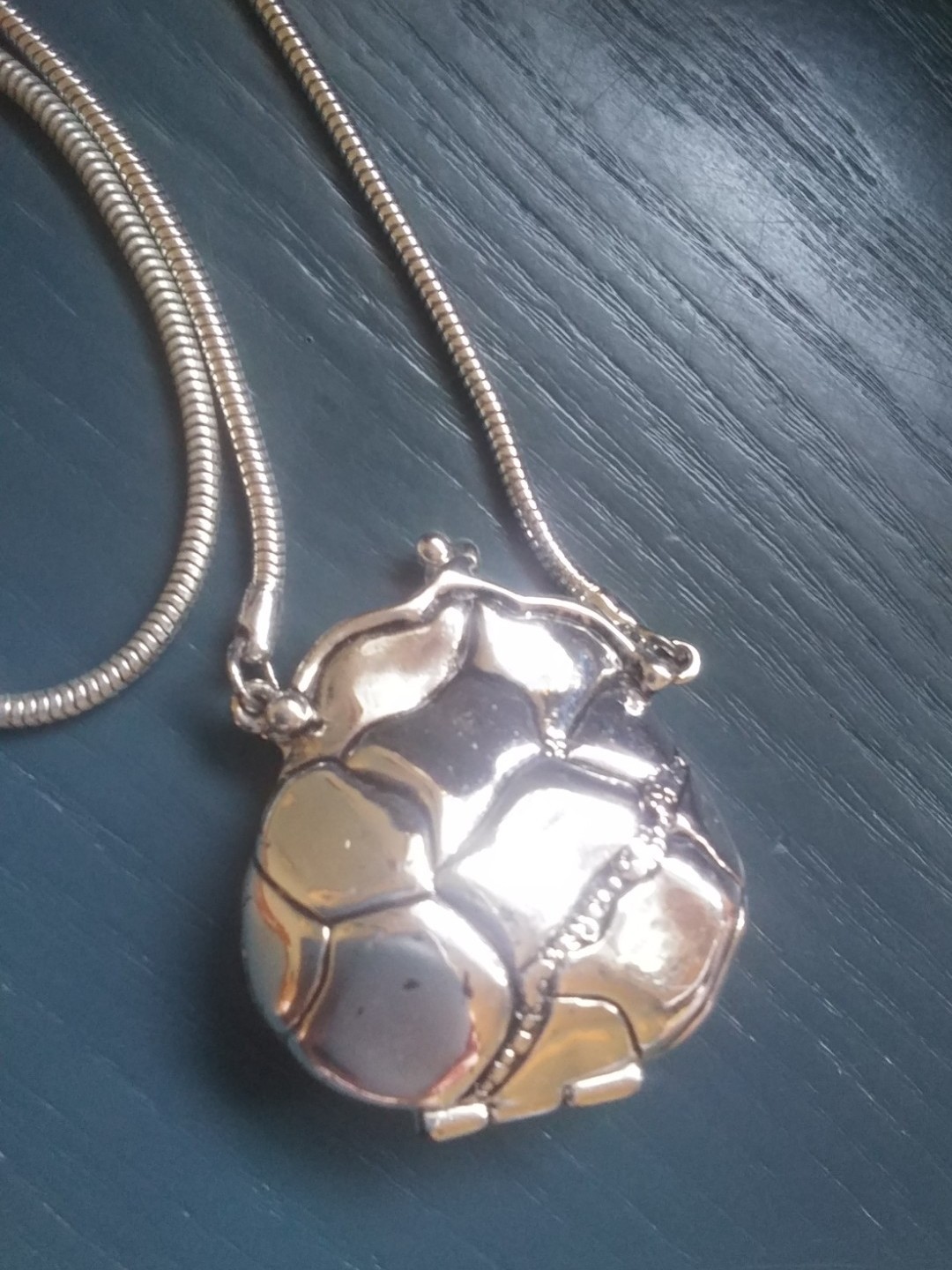Vintage 1928 Jewelry Co Silver Tone Purse Locket Necklace. As Is J1026