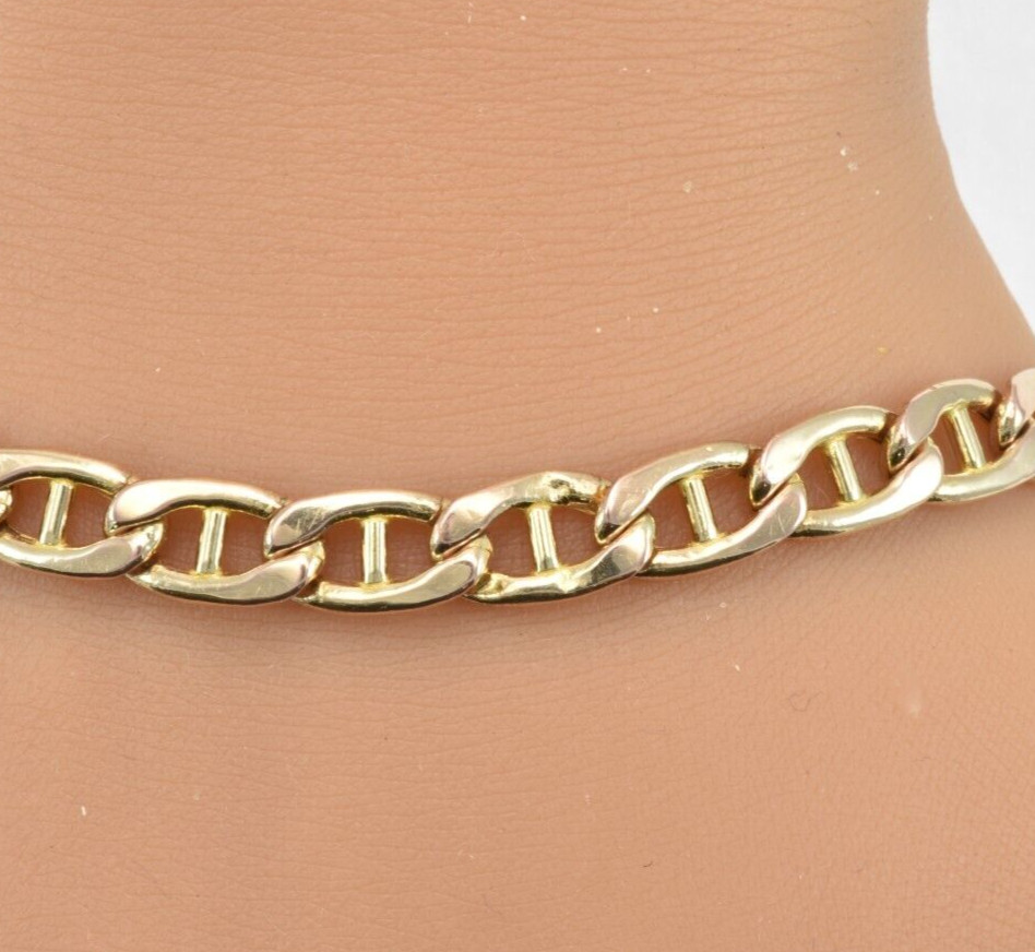 14k Yellow Gold Anchor Mariner Link Bracelet by Aurafin Heavy Hollow Link