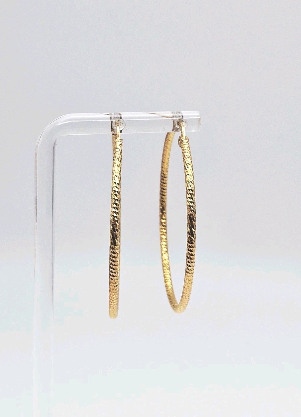 Dyadema Sterling Silver Vermeil Diamond Cut Twisted 46mm Hoop Earrings