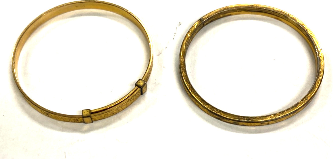 Vintage 1940s Lot of 2 Baby Bangle Bracelet 1 Stamped 12k Gold Filled & Unmarked