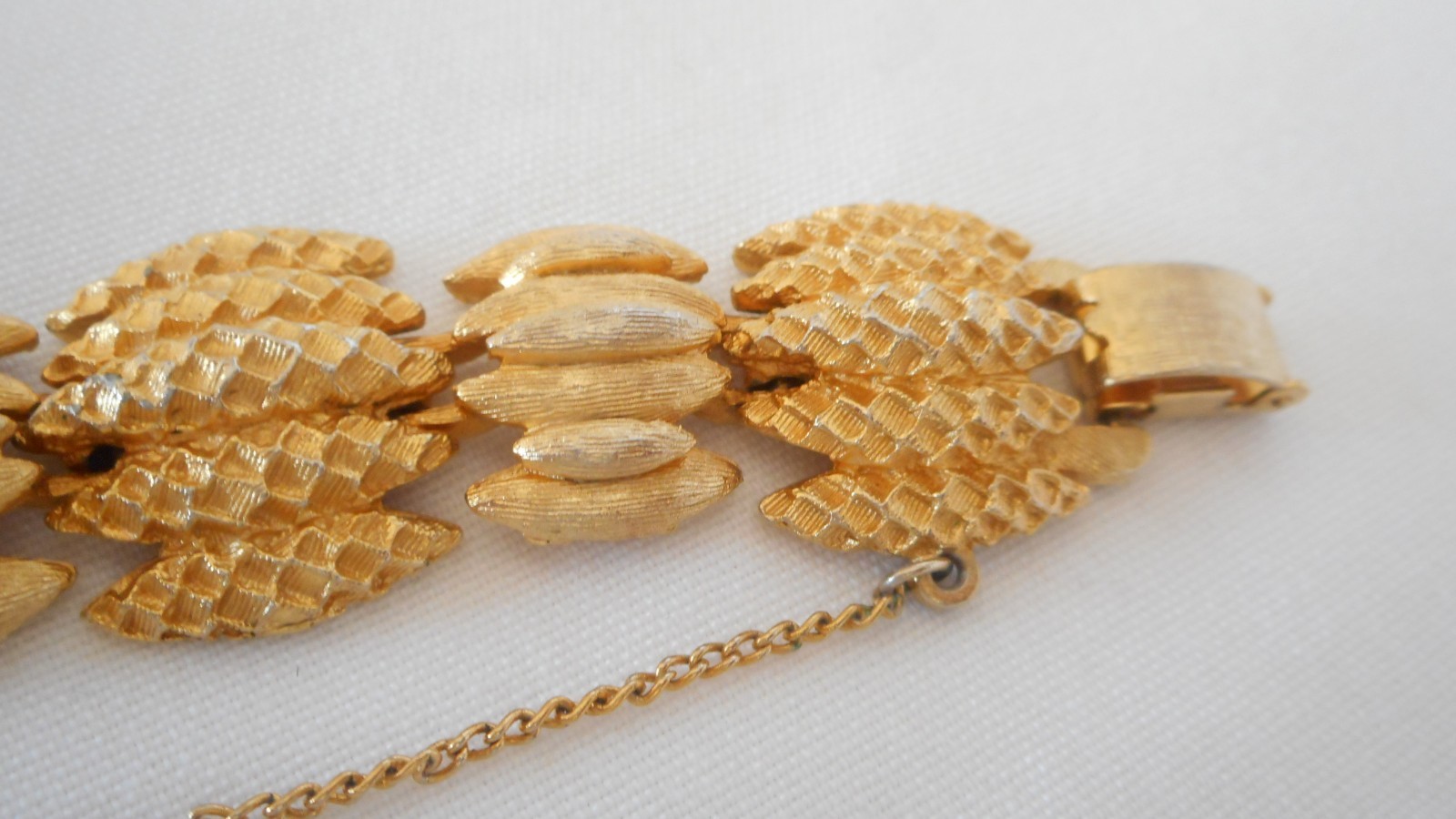 Signed “Coro” Matte Textured Gold-tone Metal Safety chain (Ar