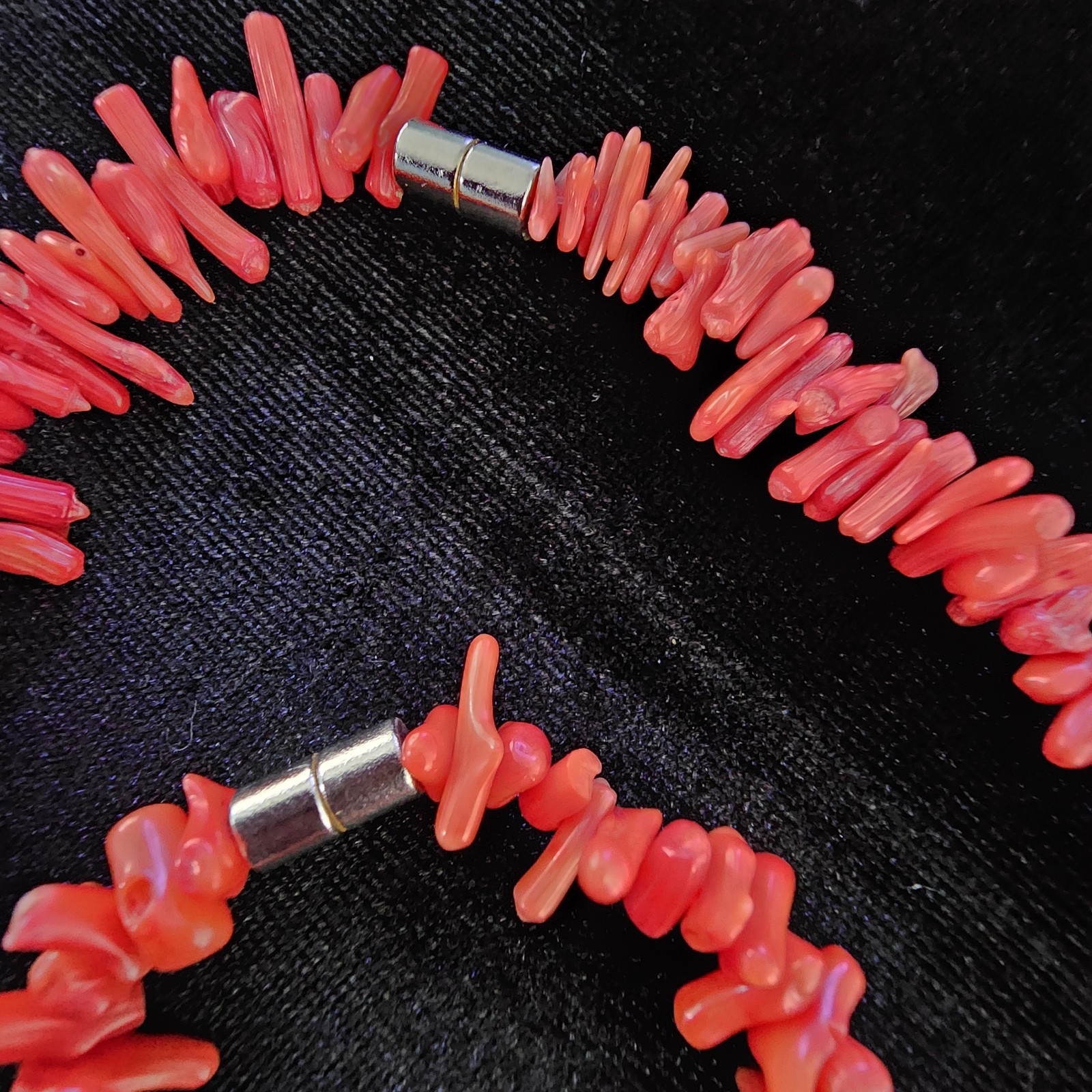 Vintage Red Branch Coral Dainty Necklace & Bracelet Set Retro Beachy Boho 16″