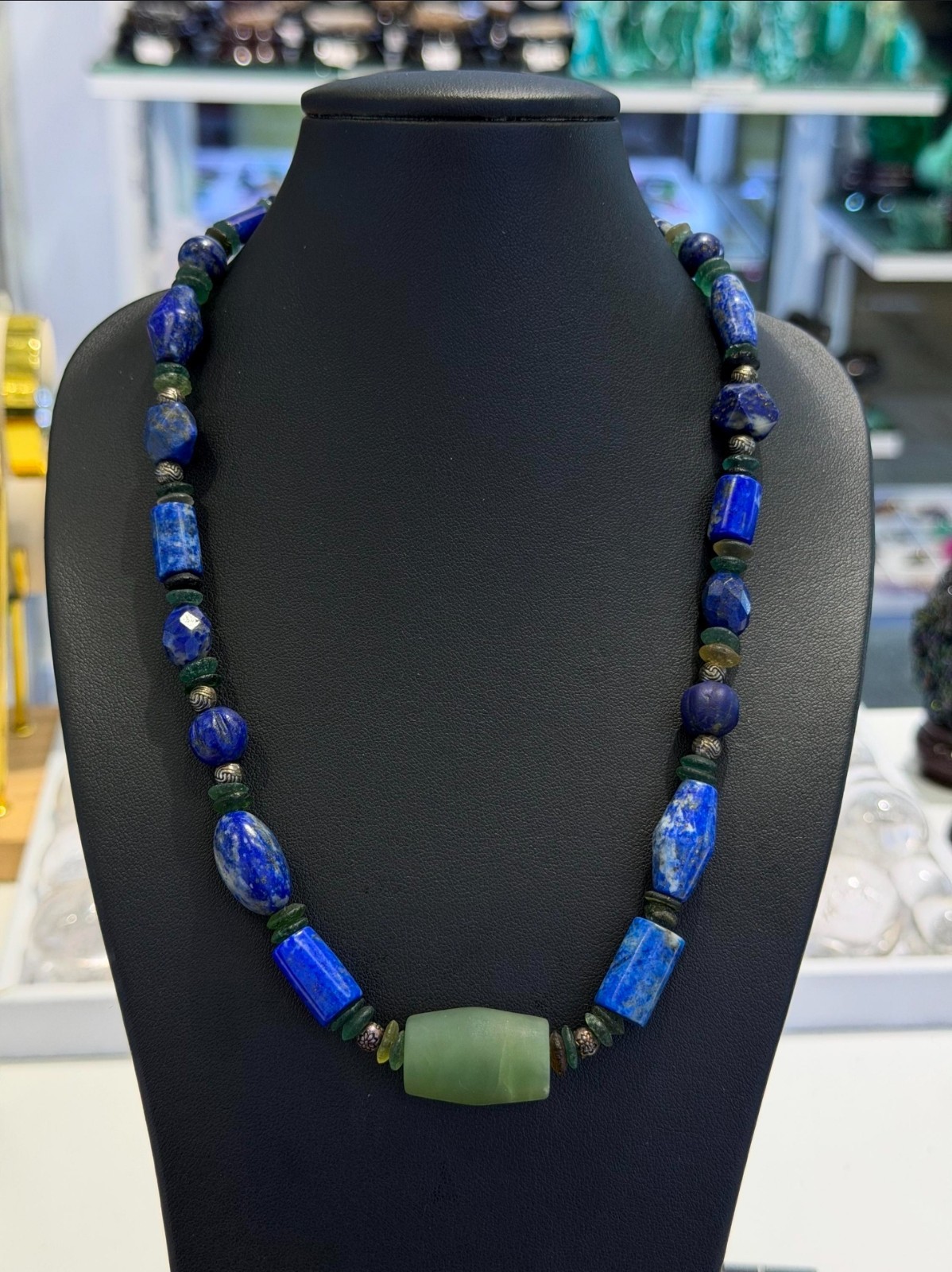 Vintage Tibetan Style Old Lapis Lazuli Jade Necklace Handcrafted Silver
