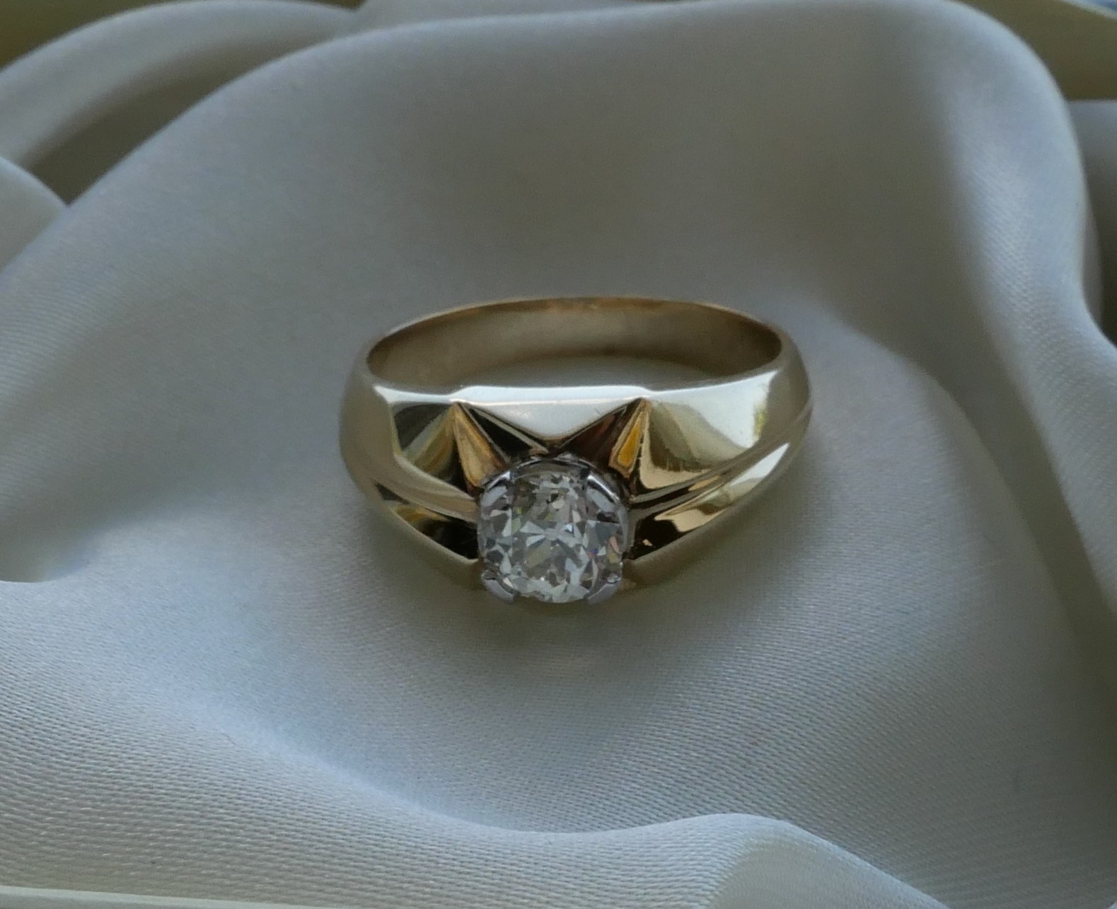 Vintage 14K Yellow Gold 0.90 Ct Old European Cut Diamond Ring 5.3 Gr Sz 8.75