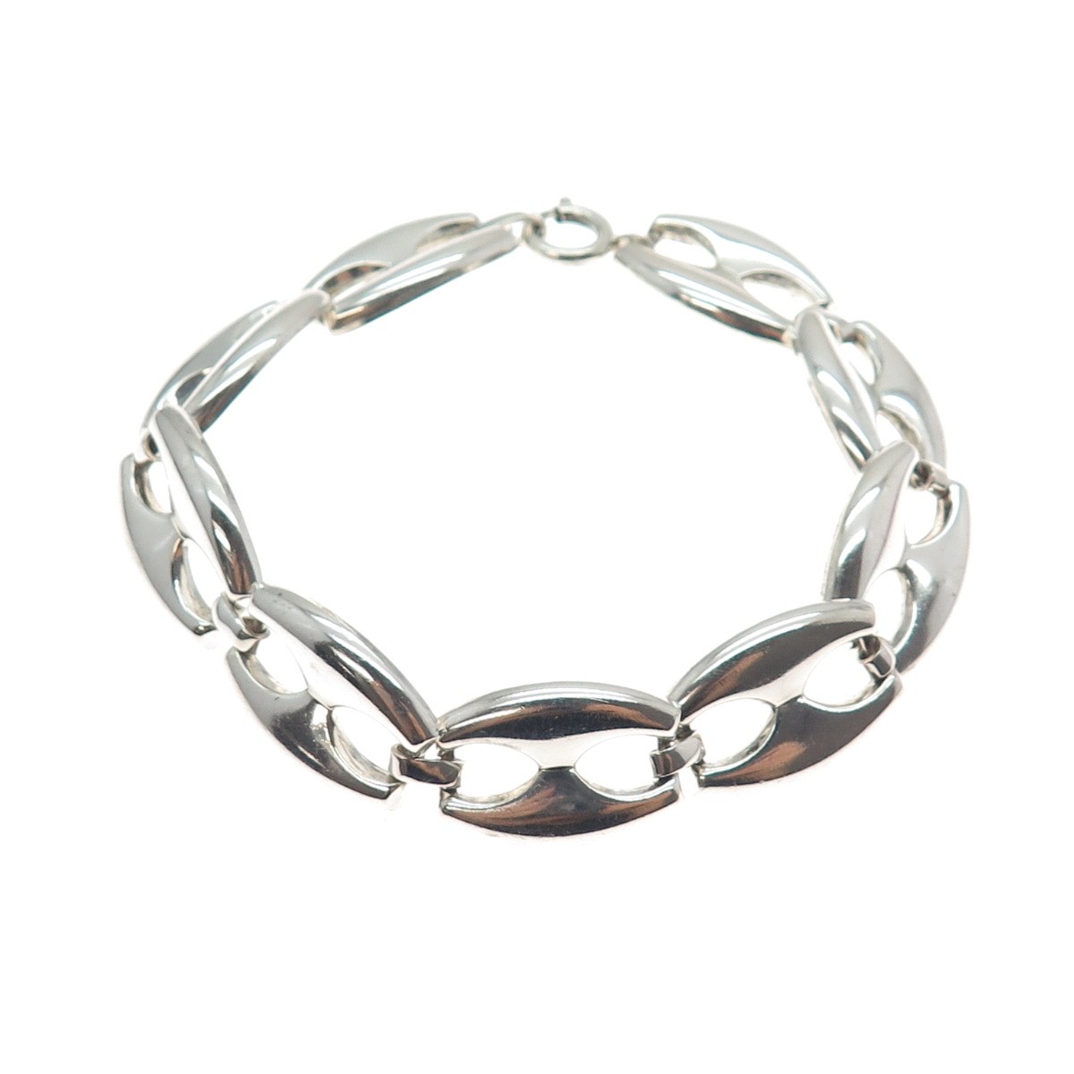 KARL LAINE 835 Silver Vintage Modernist Anchor Mariner Link Bracelet 7.5″