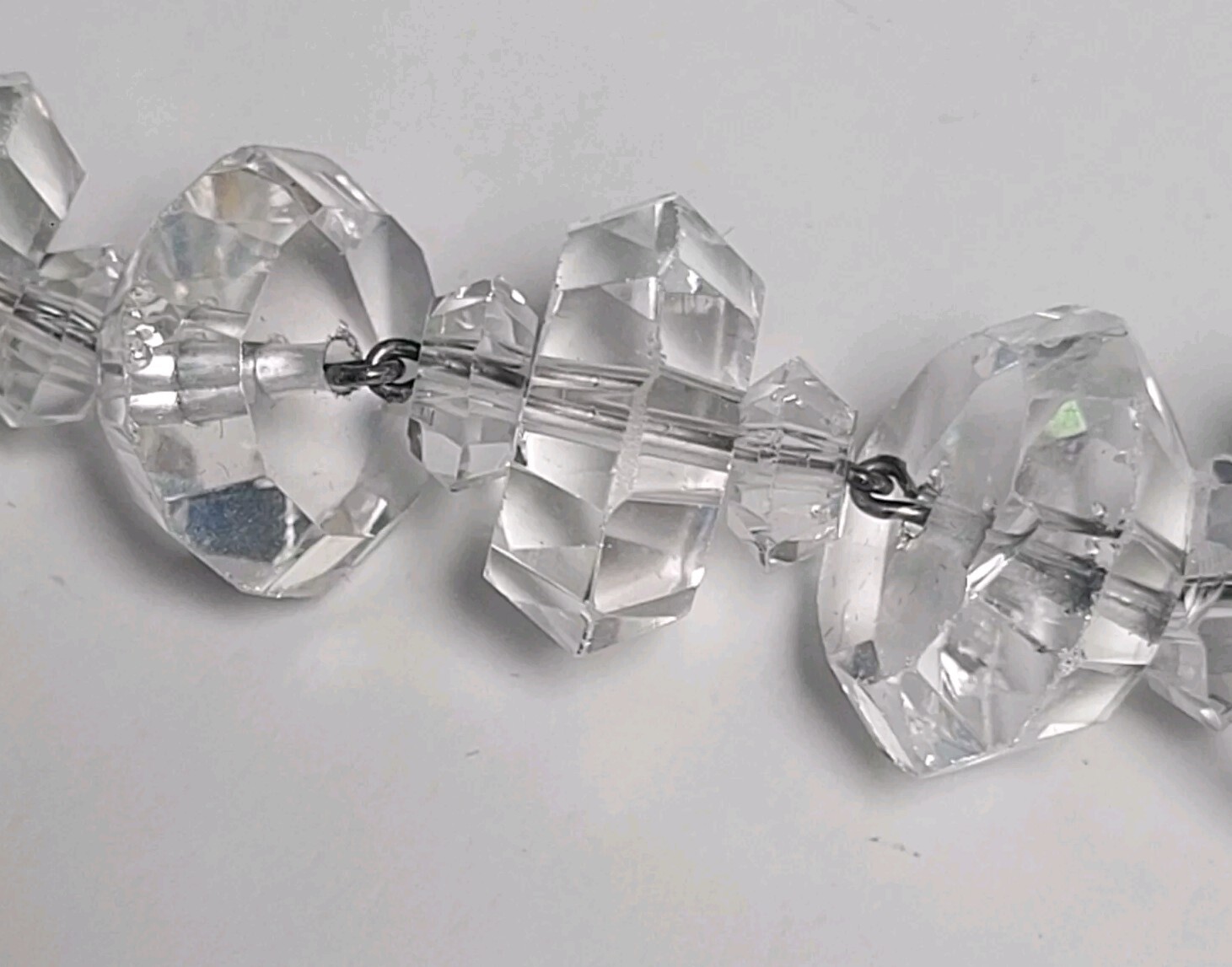 Vintage Rare Cut 1930’s Art Deco 45cm Faceted Rock ? Crystal Bead Necklace
