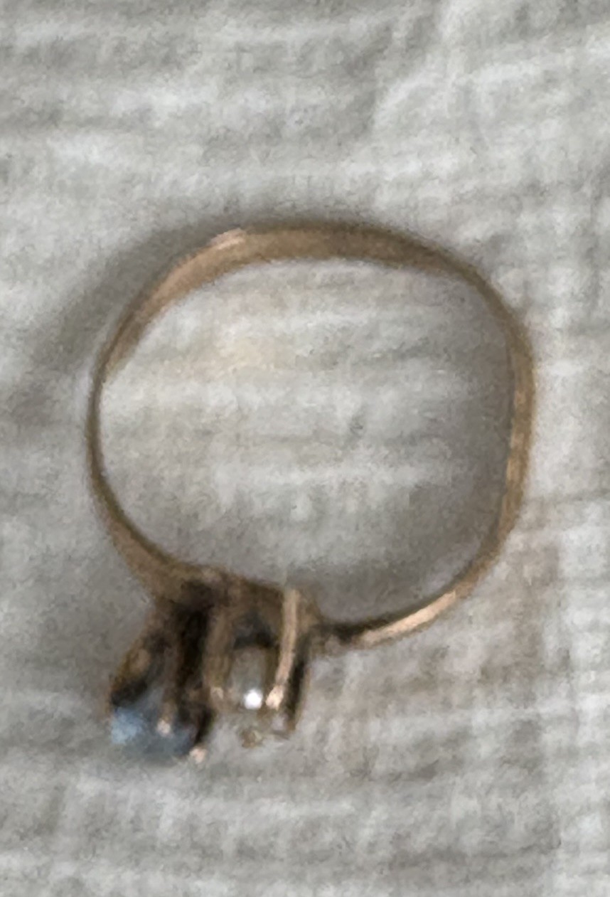 Tiny Victorian 10k Solid YG Stimulate Stone/Pearl Ring Size 5.25 Firm Price