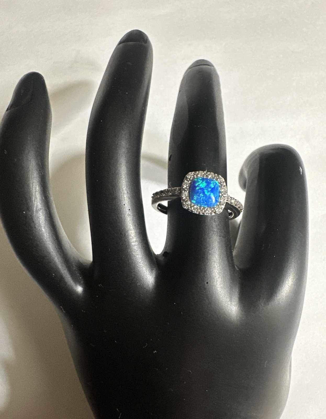 Sterling Silver Signed PAJ 925 CN Blue Opal Ring Size 7