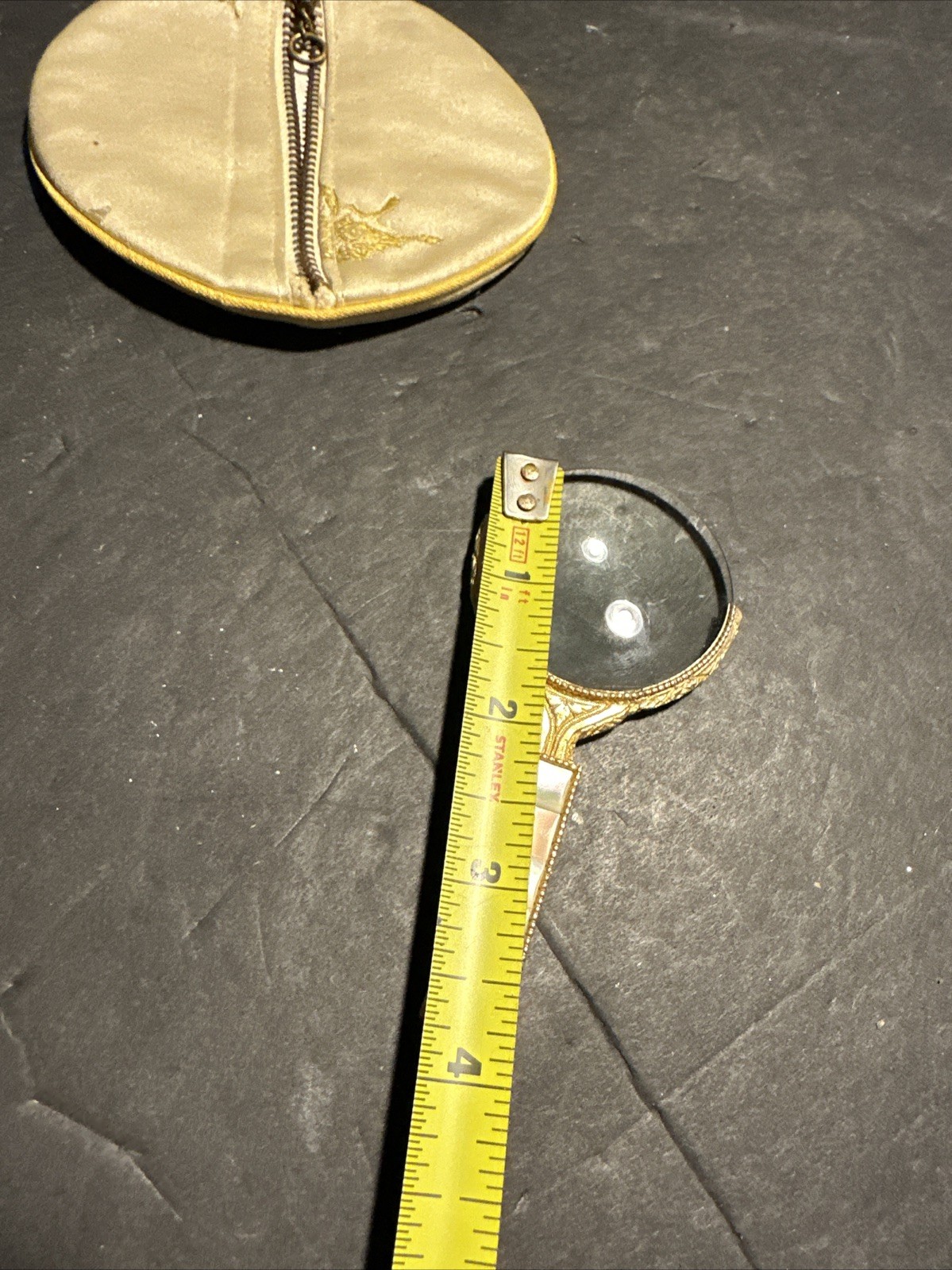 Art Deco Ornate Gold Mother of Pearl Magnifying Glass Circa 1920’s Measures 4#M4