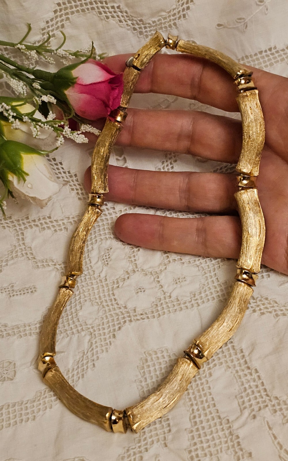 Vintage ORENA PARIS Design France Gold Plated Choker Necklace 1970’s RARE