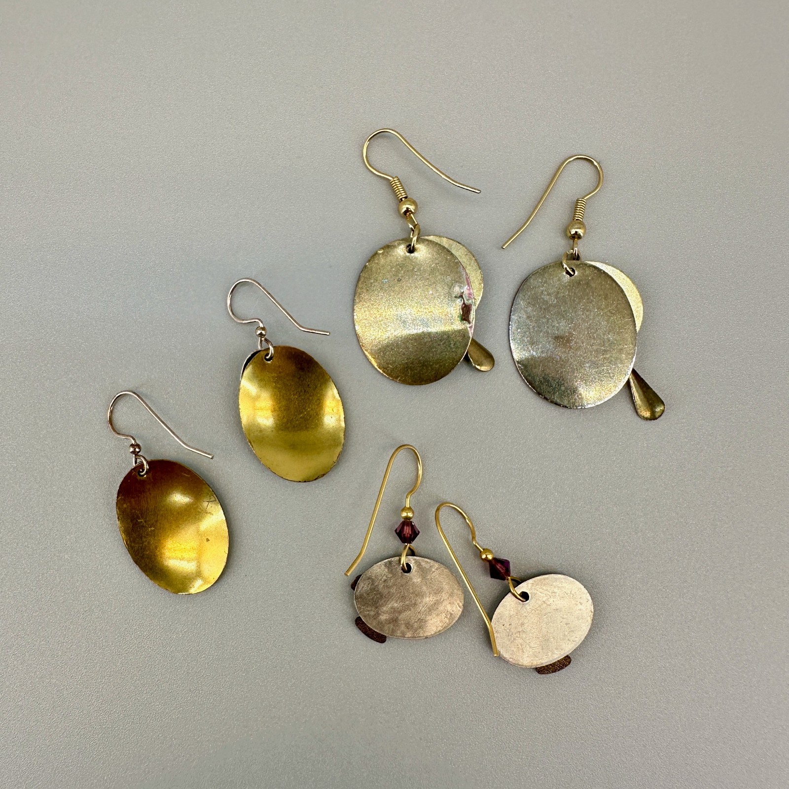 Vintage Bohemian Artisan Earrings Lot Mixed Metals Dangle Pierced Earth Tone
