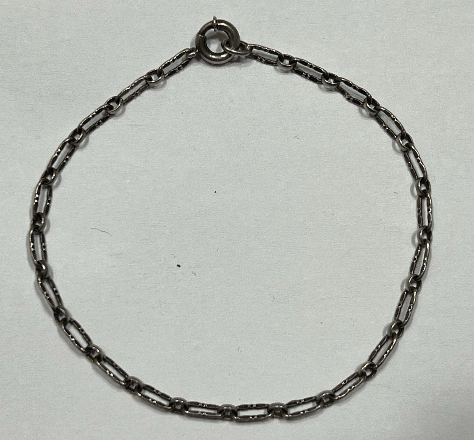 Vintage Estate Sterling Silver Bracelet 925 Ring Link 7″ Starter Charm 1.97gr US