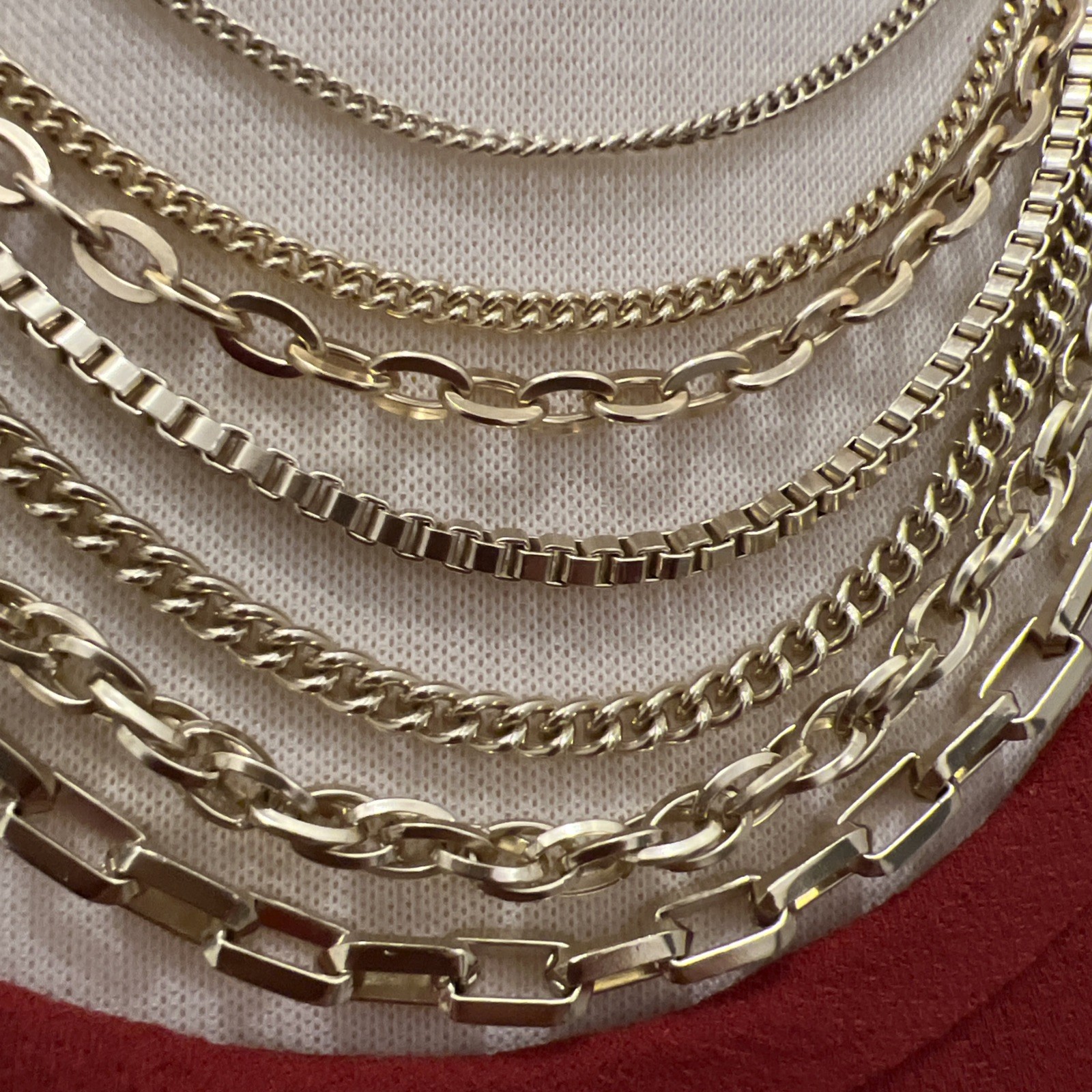Vintage Signed GERMANY light weight multichain 15”-17” necklace in gold tone