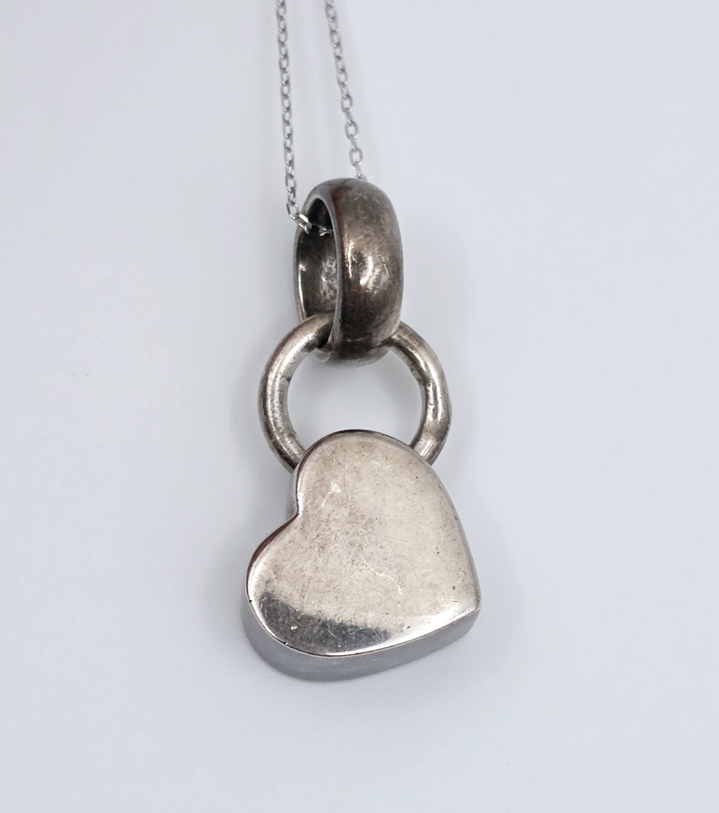 Silpada Sterling Silver Chunky Puffy Heart Interlocking Rings Pendant Necklace
