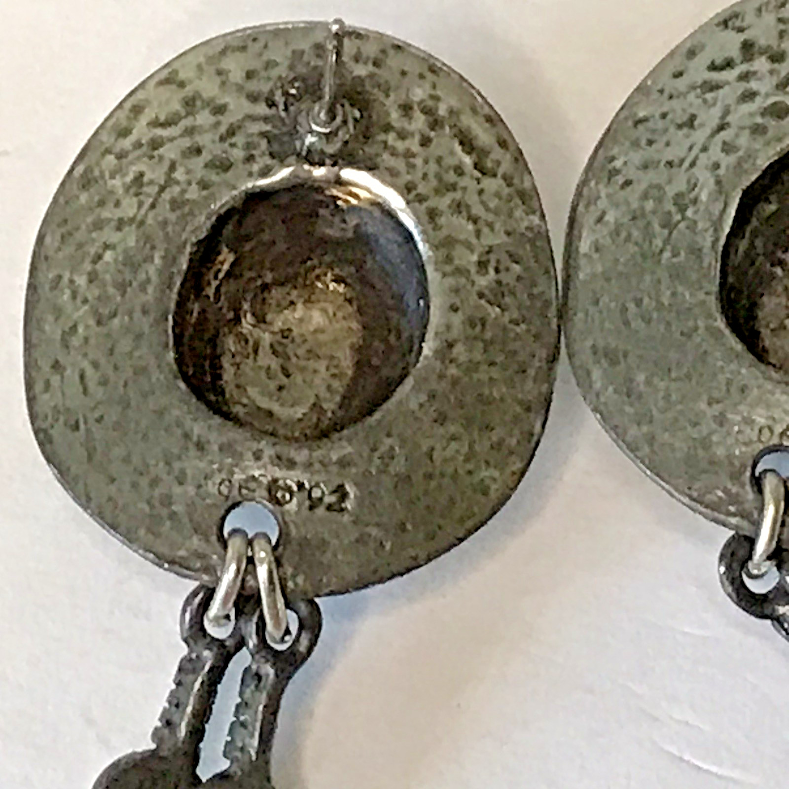 Vintage South Western 1992 Cowboy Hat with Feather Pewter Stud Earrings
