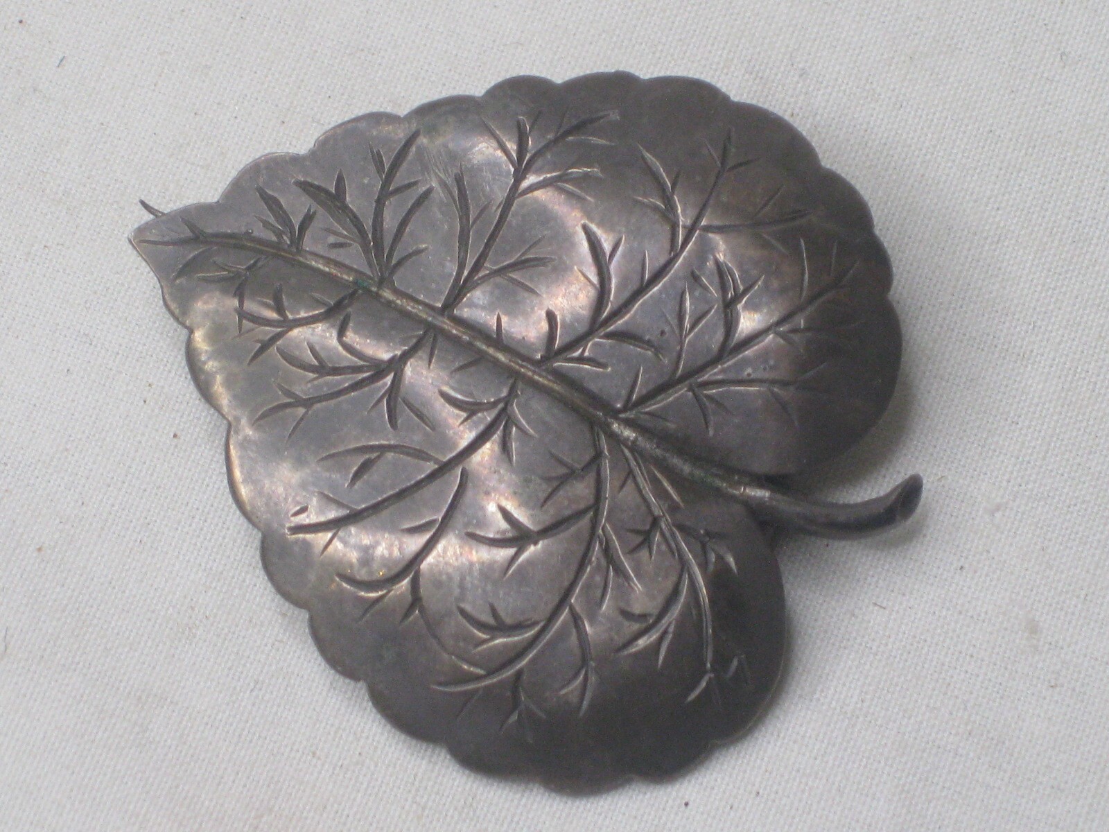 vintage antique detailed nature leaf 800 silver brooch pin jewelry 6.88 gr