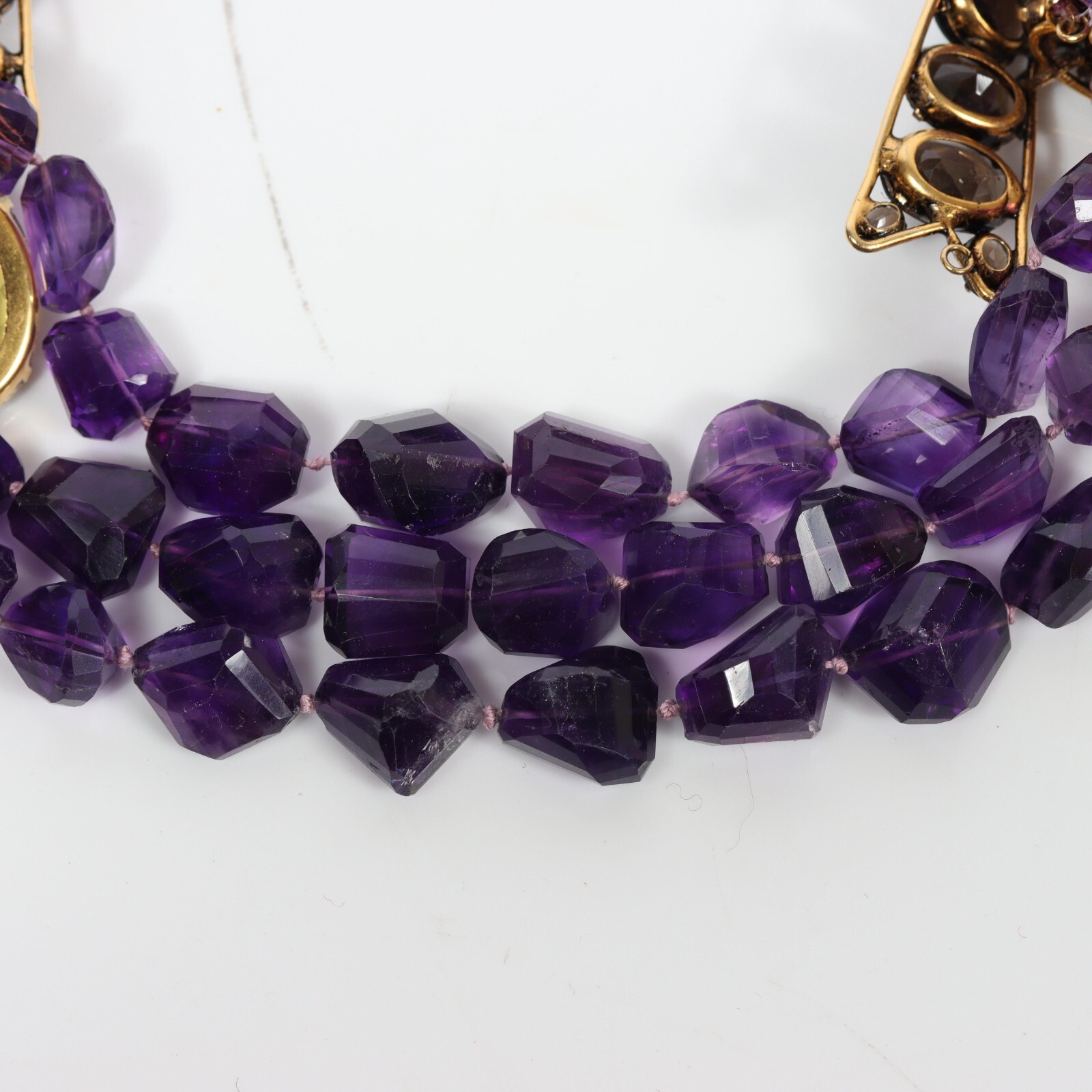 IRADJ MOINI Semi-Precious Multi-strand Amethyst, Agate and Smoky Quartz Necklace
