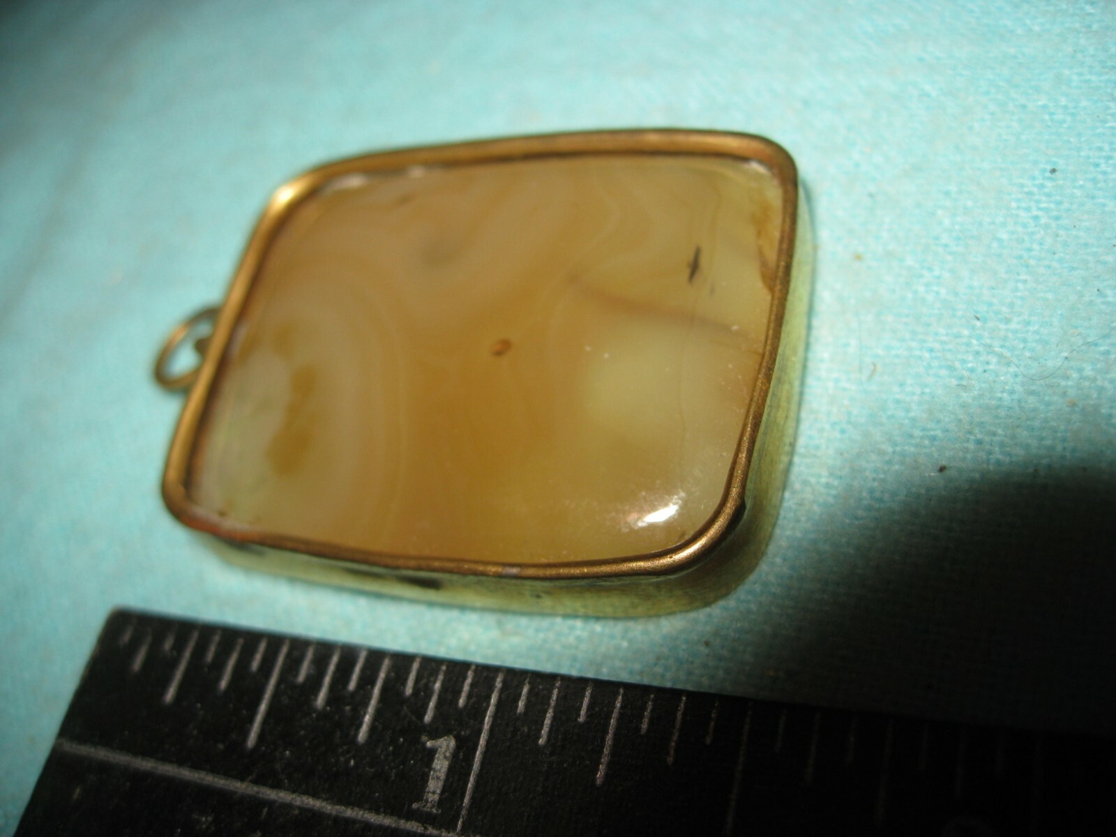 Amber Pendant Suspended Fossil Jellyfish Dandelion Gold Rim 15g 1 1/2″ x 1 1/8″