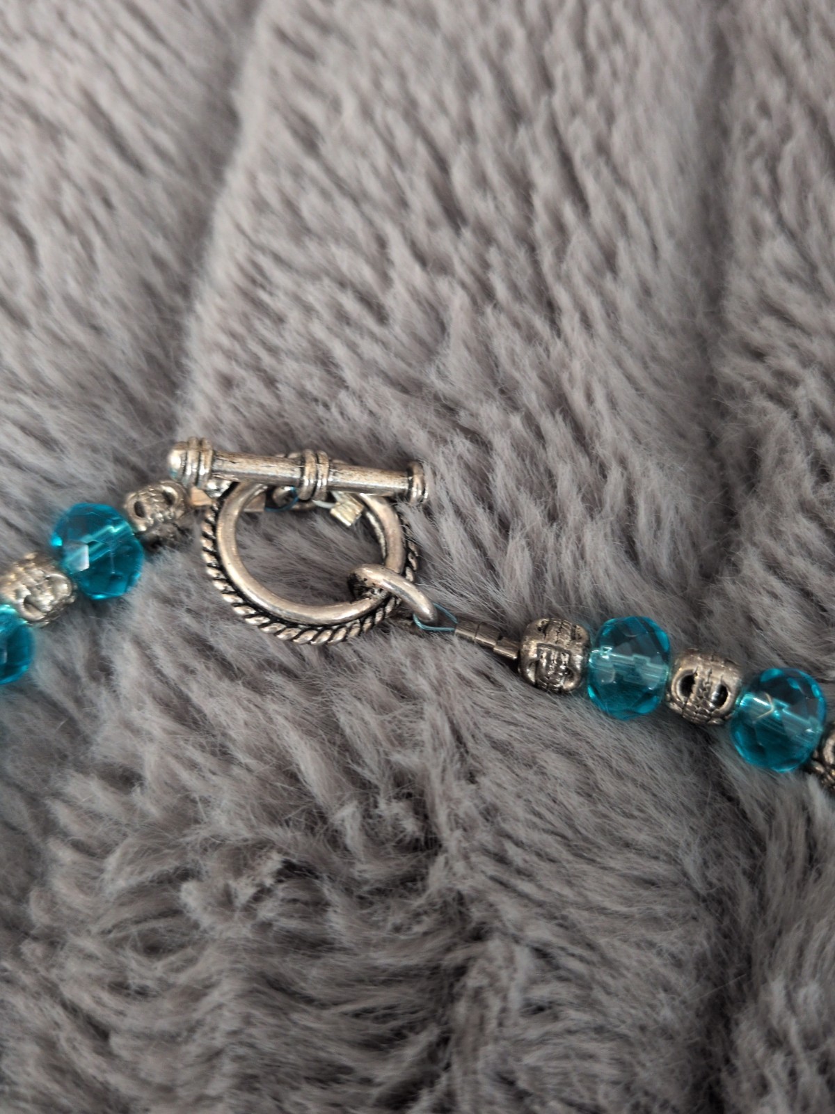 Blue beaded necklace, Unique Pendant (Vintage)