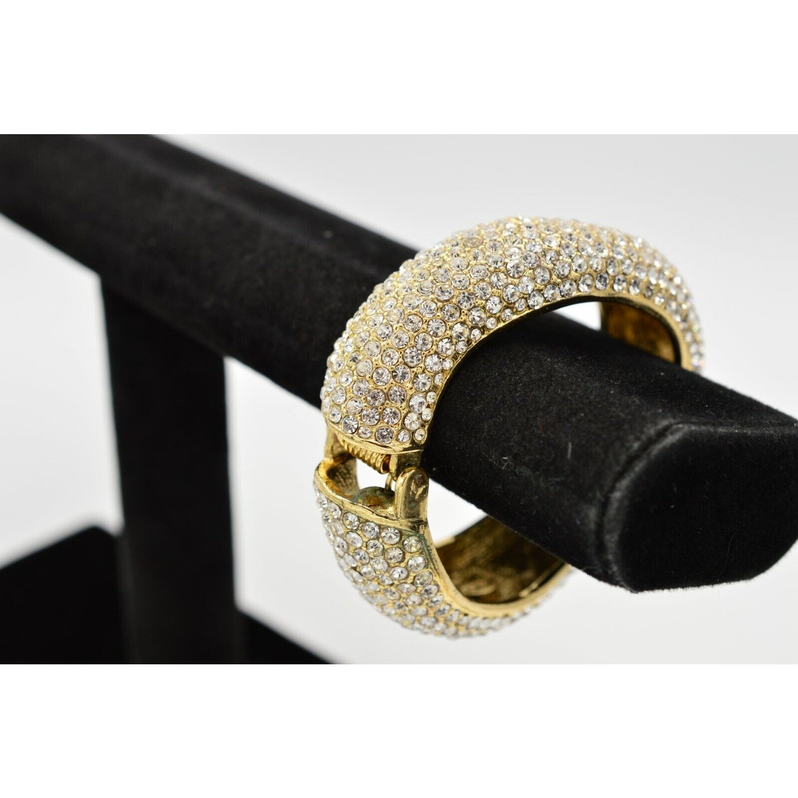 Amrita Singh Chunky Bangle Bracelet Sparkling Rhinestone Crystal Signed BinO