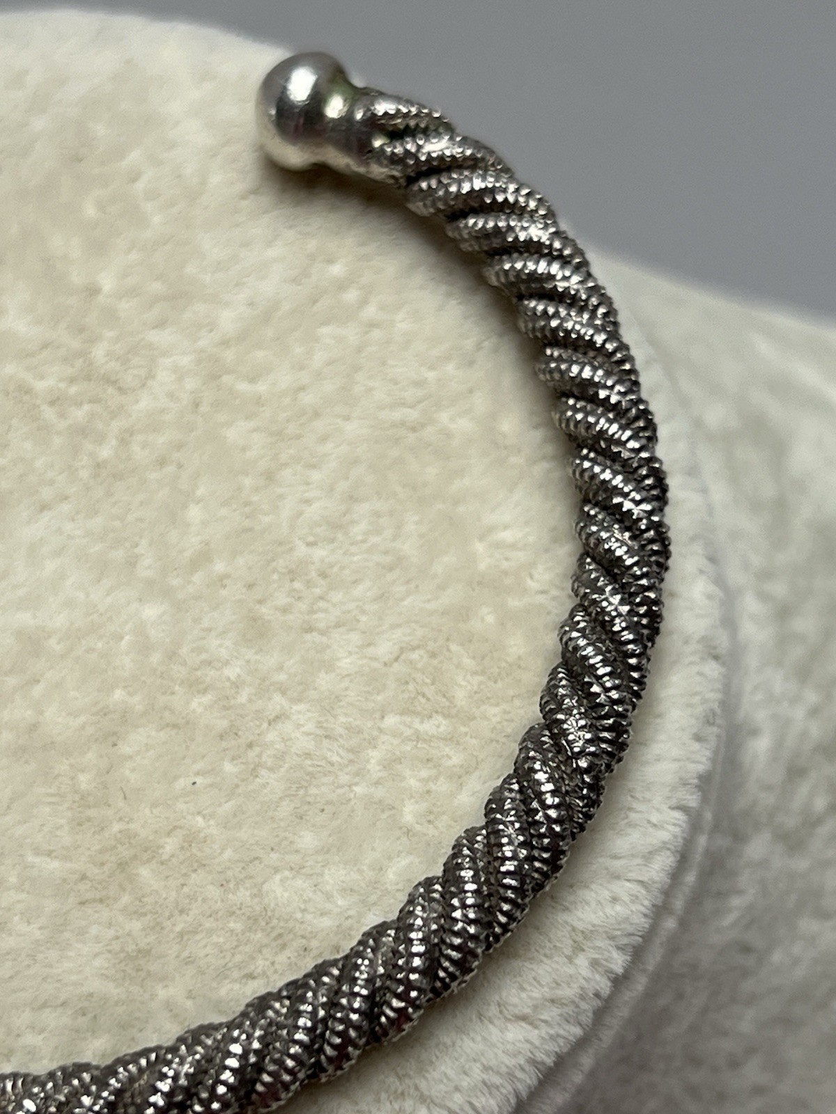 Vintage Twisted Rope Sterling Silver Cuff 2.25” Small