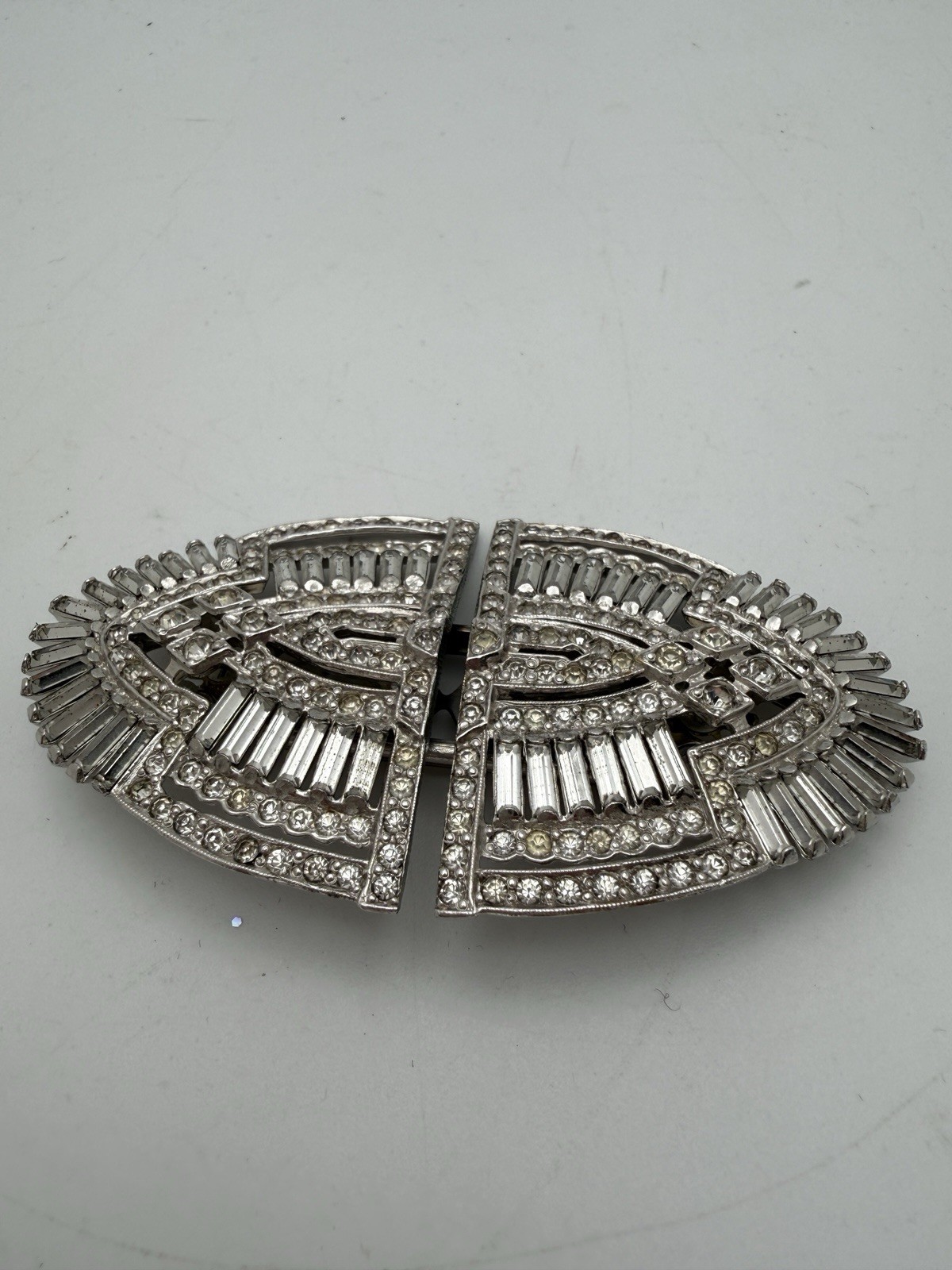 Vintage Art Deco Rhinestone Brooch Dress Clip Mechanism Pat 2161668