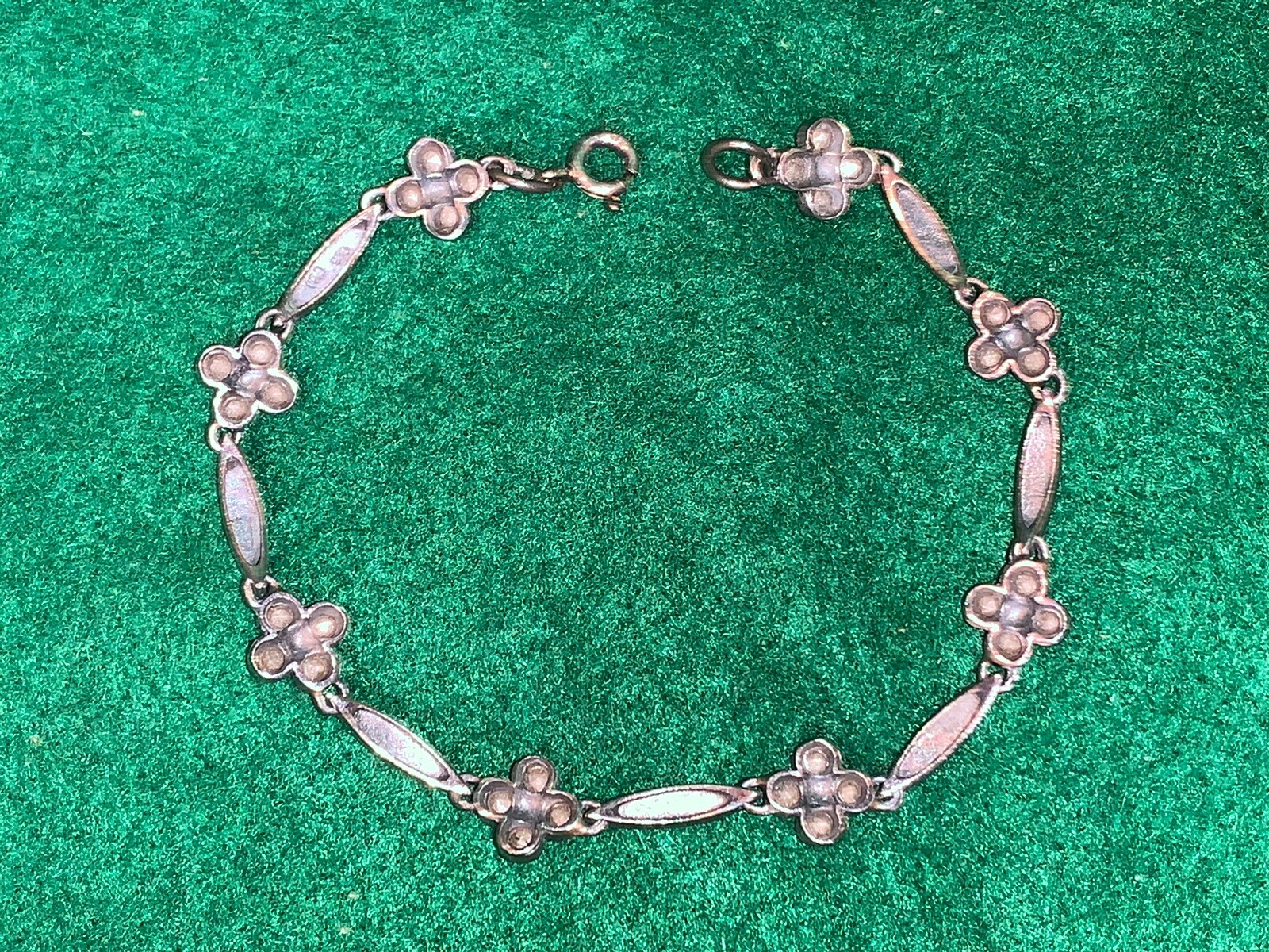 Vintage 7.5” DBJ Dee Berkeley Sterling Silver Marcasite Bracelet with Blue Gems