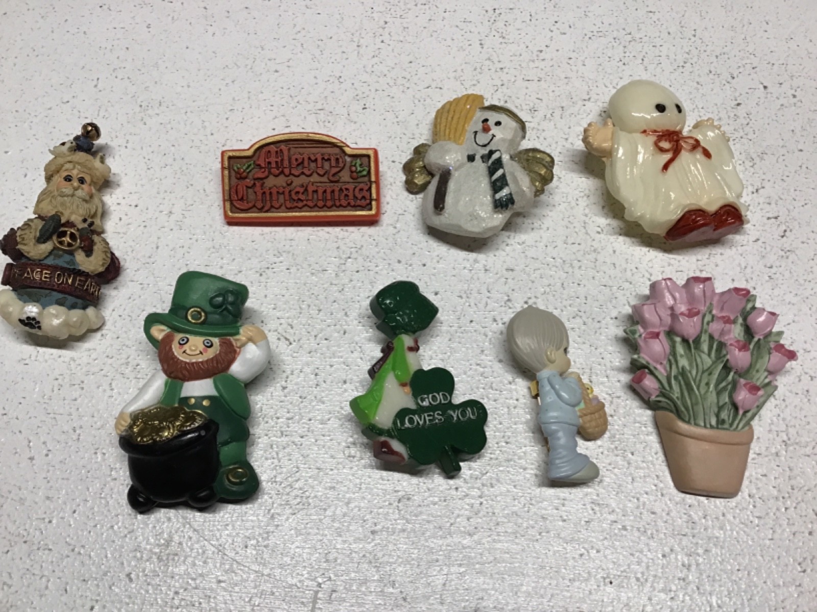 VTG 8 Seasonal Spring Christmas Halloween St Patty Pin Brooch Hallmark Fun World