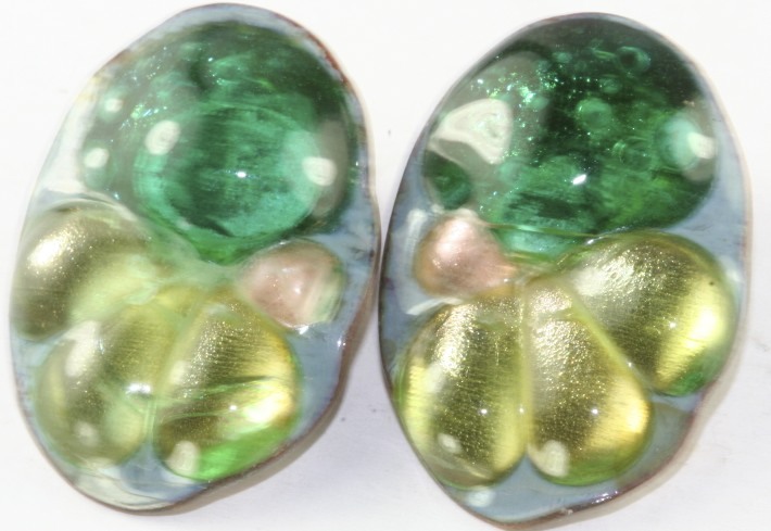 VTG GLASS ENAMEL COPPER CLIP EARRINGS BERYL SHELDON