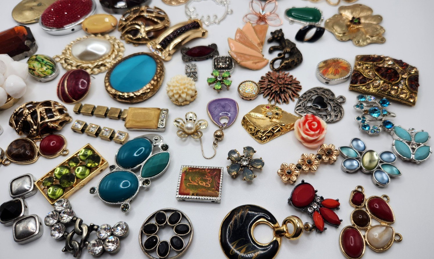 Craft Jewelry Pieces Junk Drawer Lot 50 Different Pieces