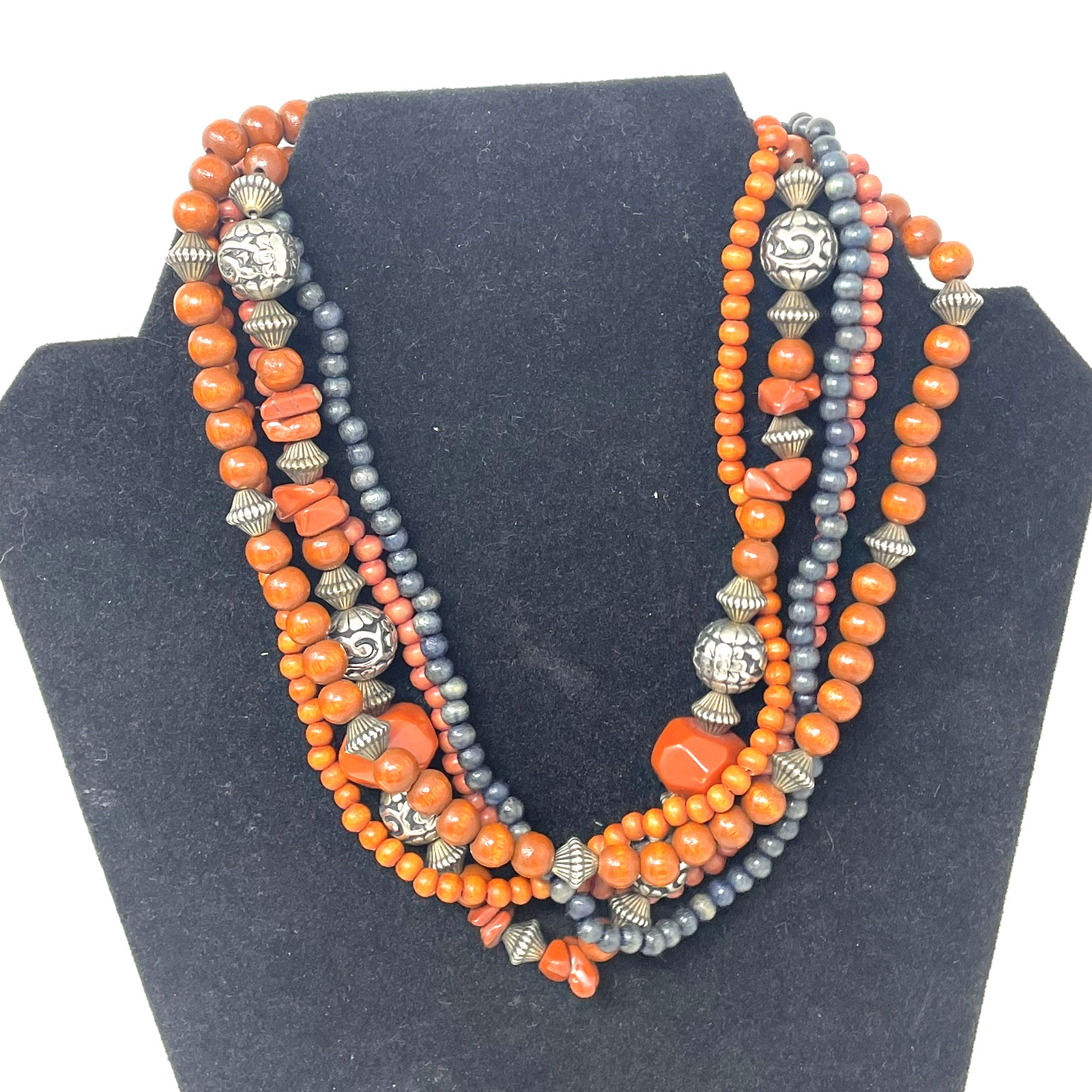 Vintage Estate Necklace Bracelet Lot 23 Brown Tones Mixed Ethnic Moonstone Beads