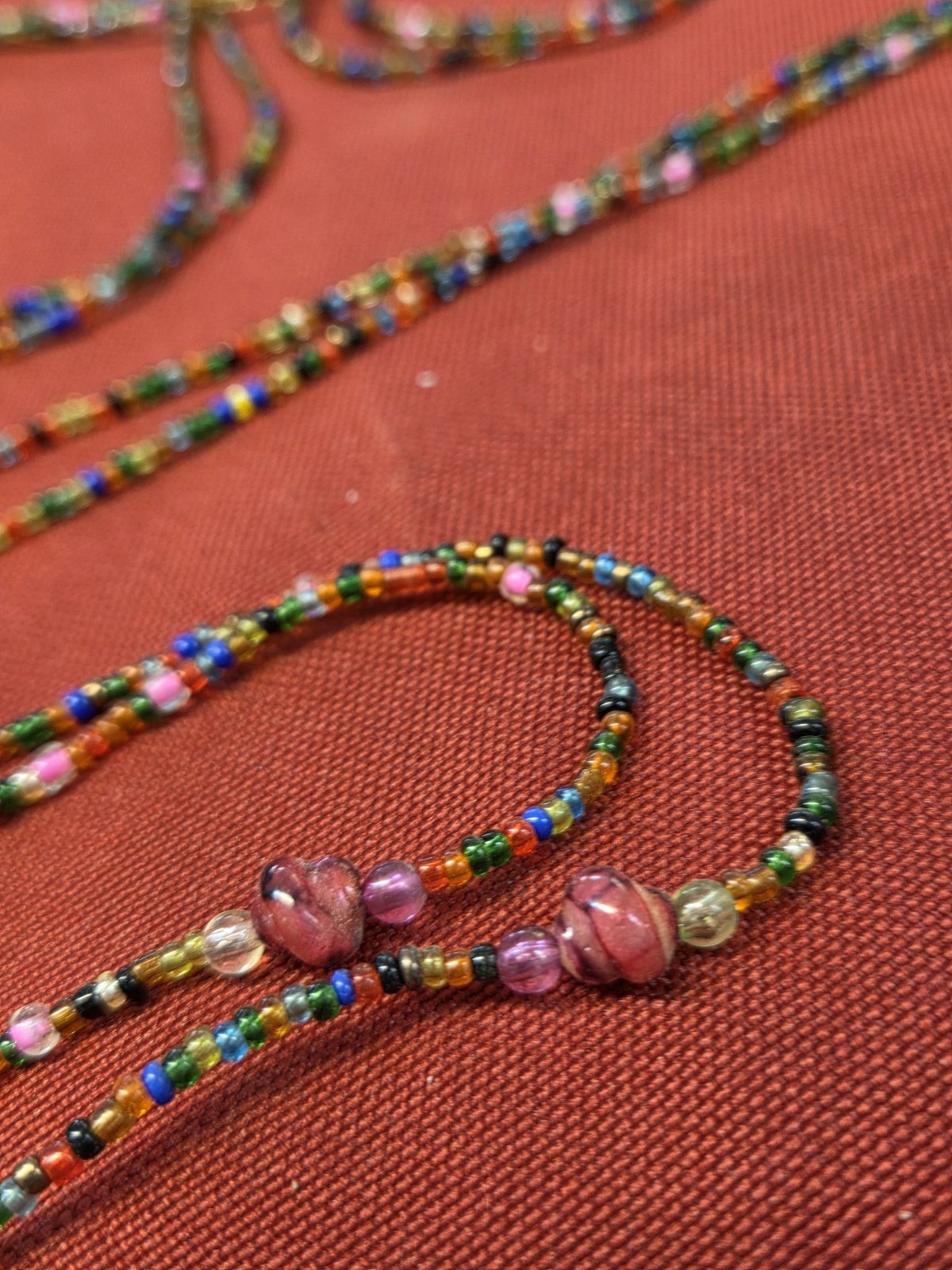 Vintage Multi-Strand Seed Bead Necklace 4 Strand Wrap Boho Tribal Glass Beads…
