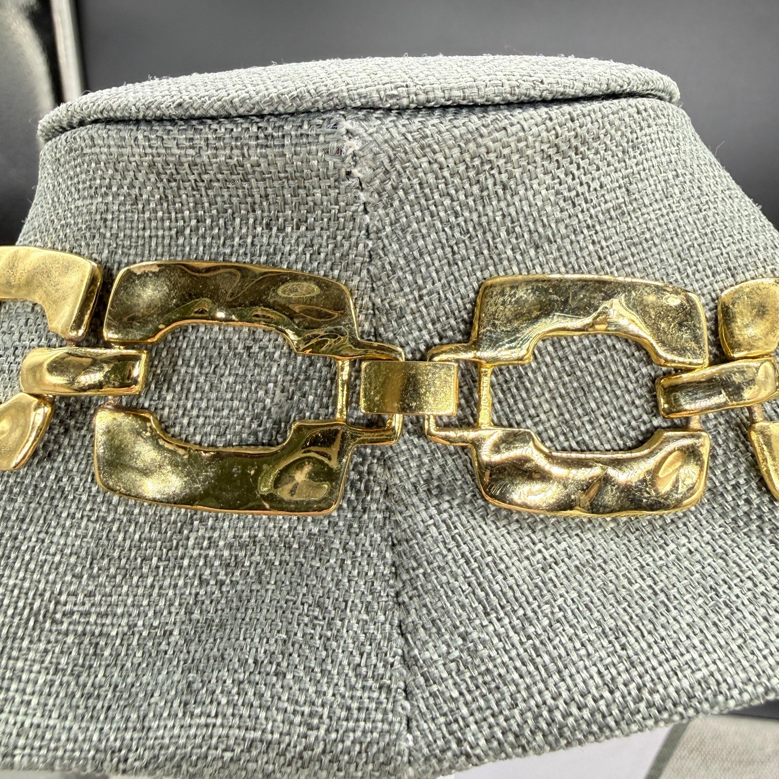 Vintage Necklace Chunky Gold Tone Square Chain Heavy 22 Inches