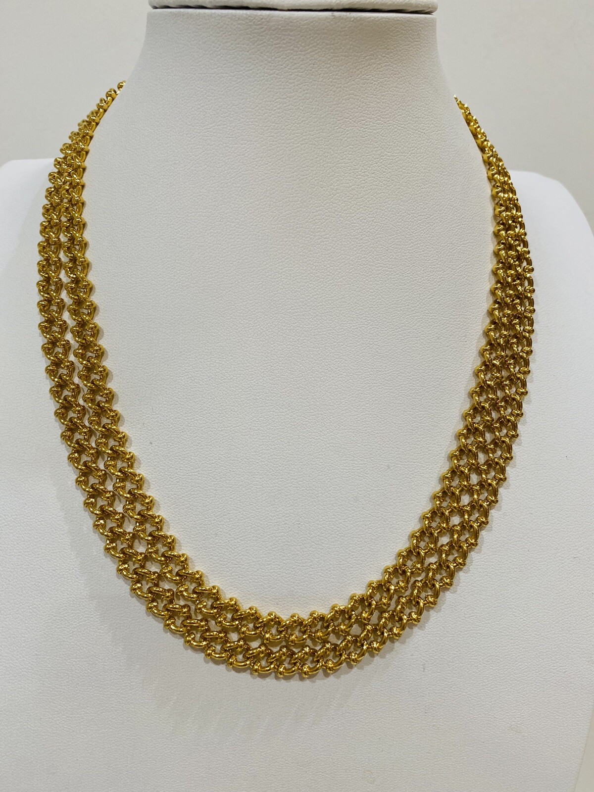 Signed Pilar Crespi 17-18” Double Gold T Thick Open Link Necklace Vintage New