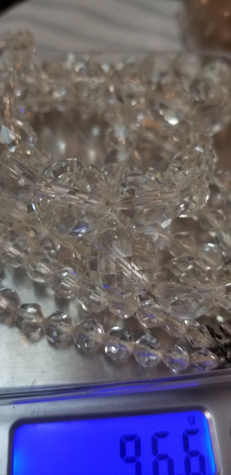 Vintage Multi Faceted Crystal Glass Beaded Necklace On Chain Lot of 2 Stunning