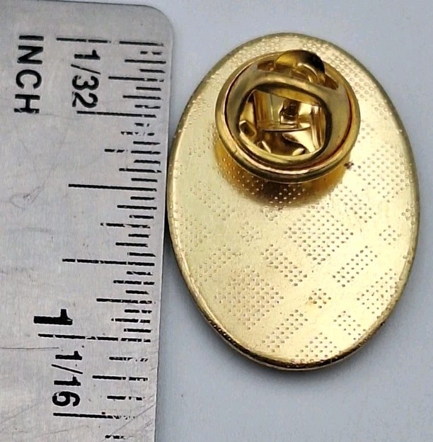 VTG Goldtone Guardian Angel & Dove Devotional Oval Lapel Pin Brooch Acrylic Dome