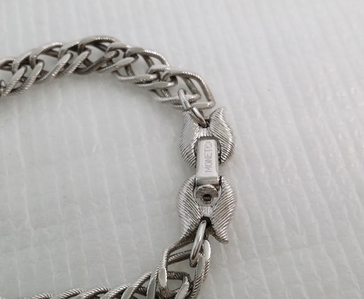 Vintage MONET Silver Tone California Airplane Travel Charm Starter Bracelet