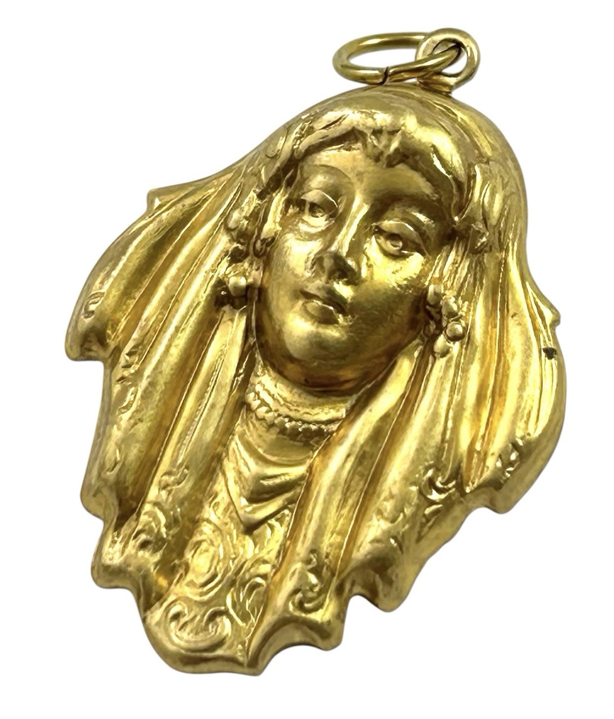 Vintage Charm Art Deco Style Woman Pendant Brass Metal Stamping Vintage Jewelry