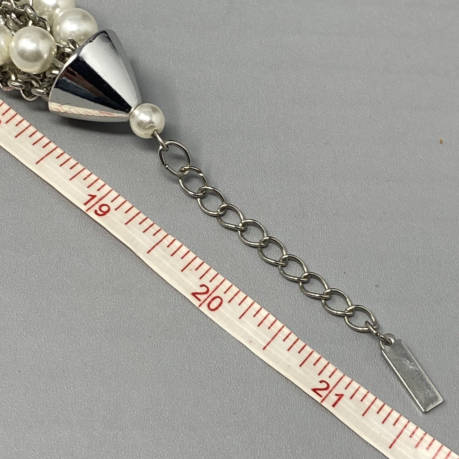 Sugarfix Baublebar Necklace Torsade Imitation Pearl Silver Tone Chain Twist 21″