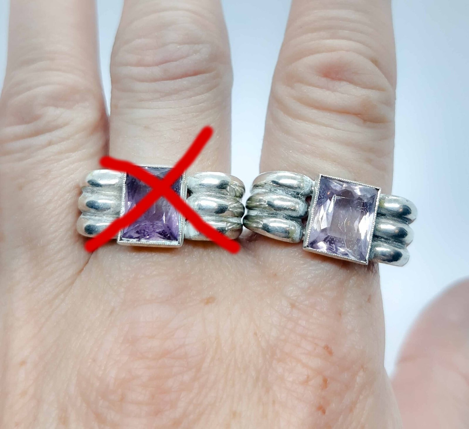 Beautiful Original 1930-1950s German 835 Silver Amethyst Ring