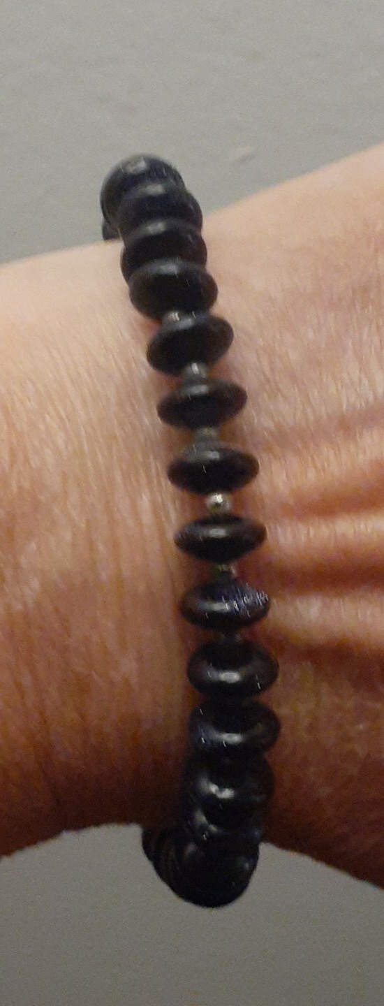 Vintage Artisan Estate Purple Goldstone Beaded Bracelet Size Small