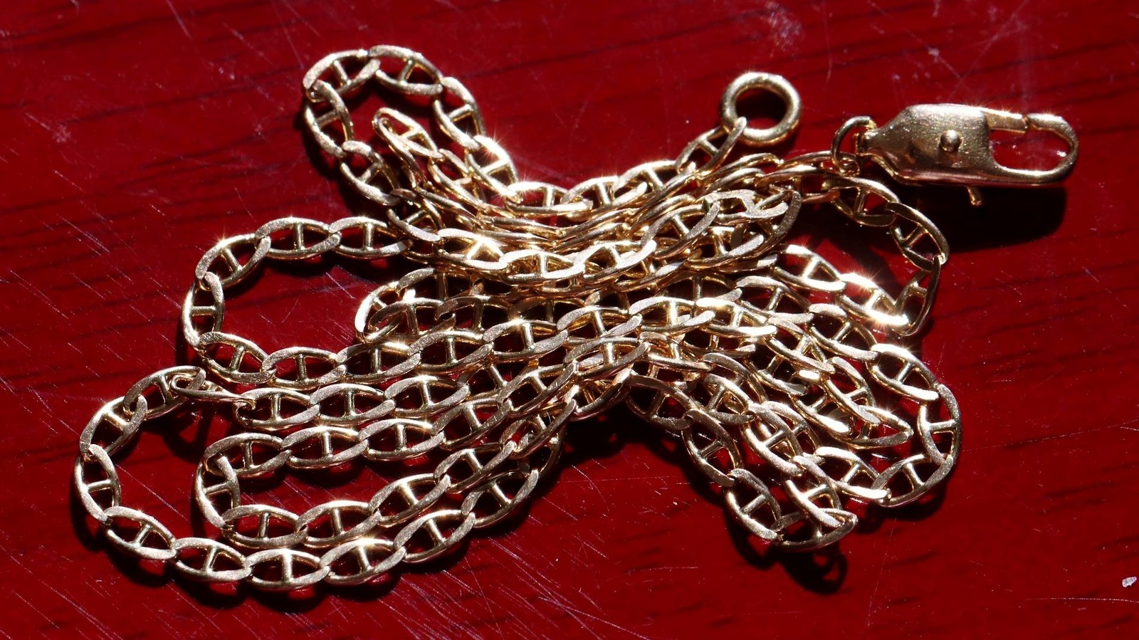 14k yellow gold necklace 18.75″ anchor / mariner link chain vintage 4.25gr N3642