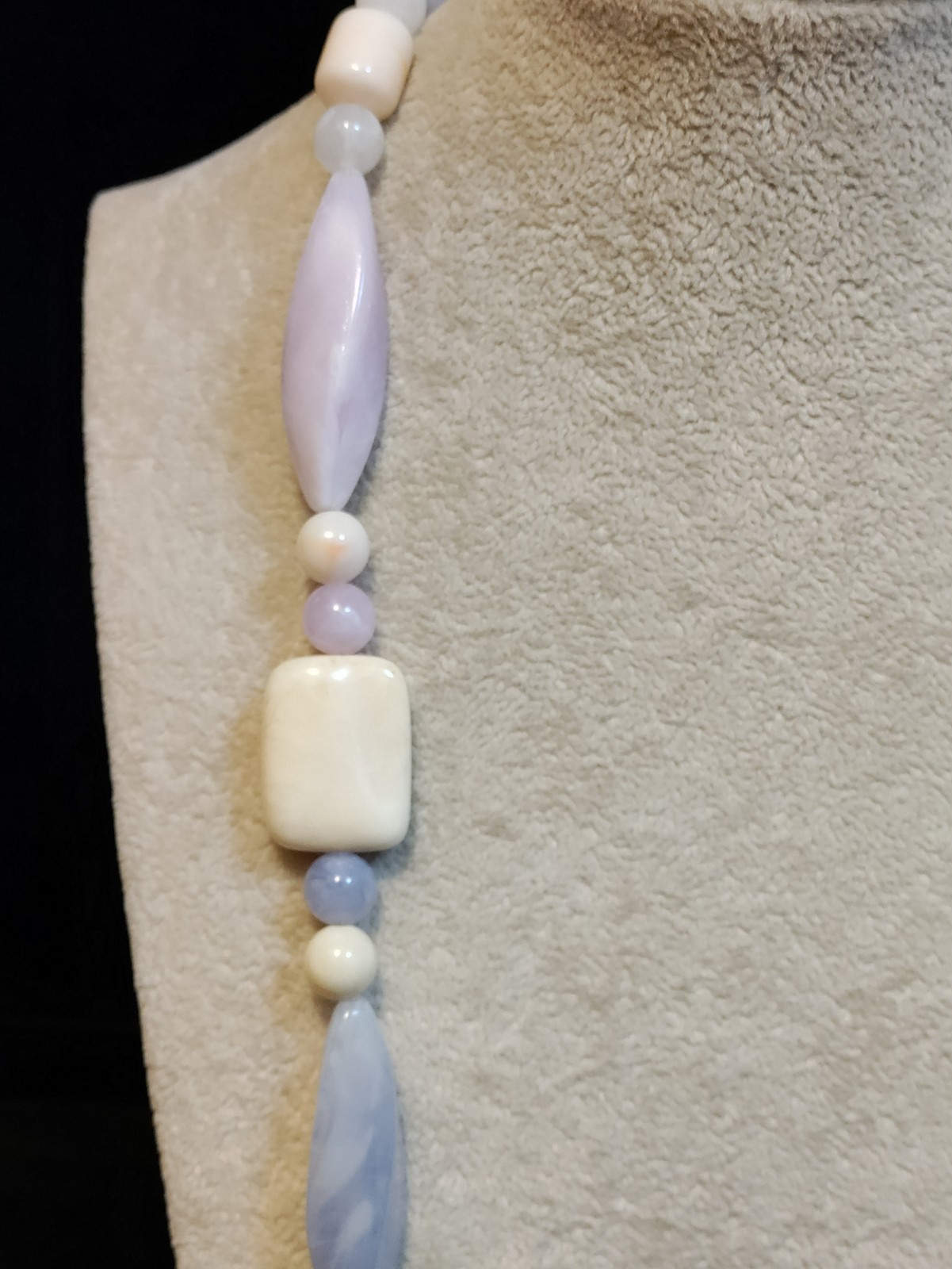 Vintage Soft Pastels Acrylic Multi Shaped Beaded Necklace