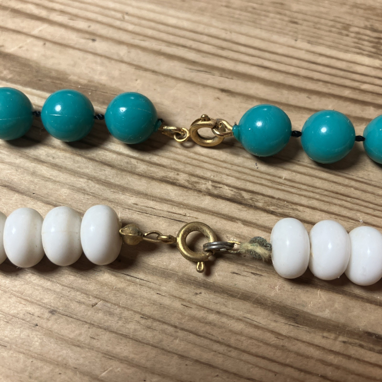 Vintage Costume Beads Lot Of 6 Strands Teal Purple Pink White Dress Up Plastic