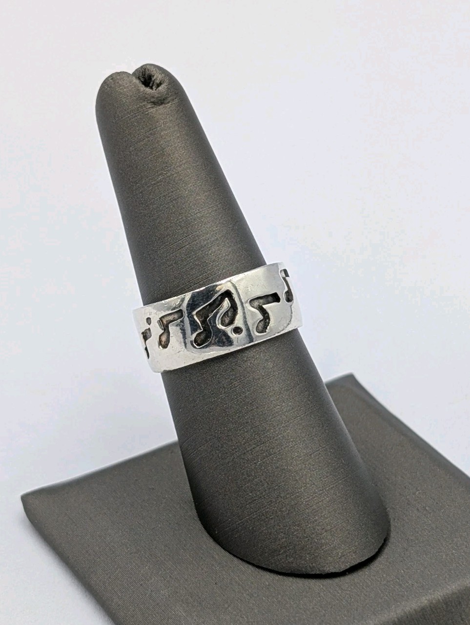 Vtg Sterling Silver Cut Out Musical Notes Musician Unisex Band 925 Ring – Sz 7.5